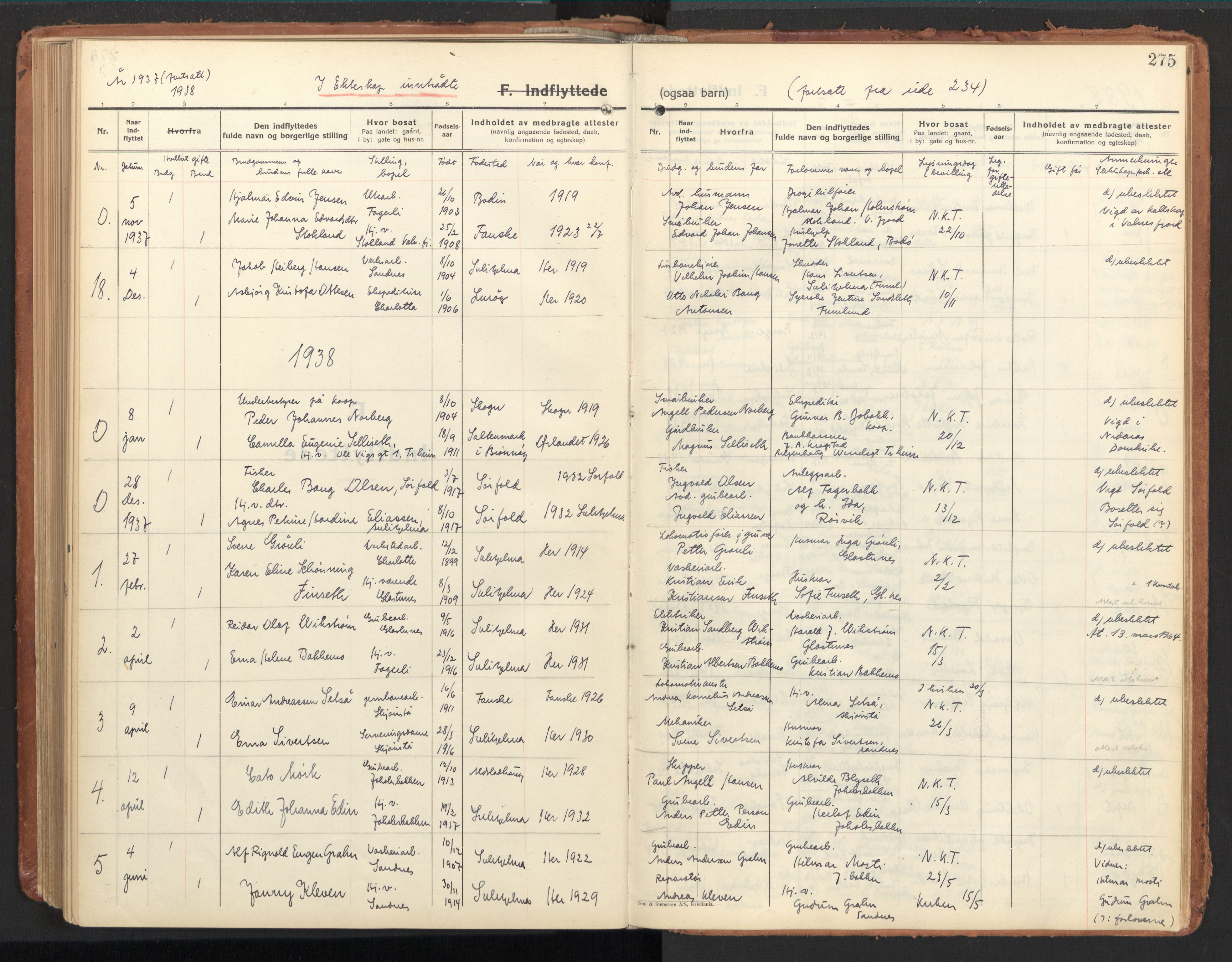 Ministerialprotokoller, klokkerbøker og fødselsregistre - Nordland, SAT/A-1459/850/L0716: Curate's parish register no. 850B06, 1924-1938, p. 275