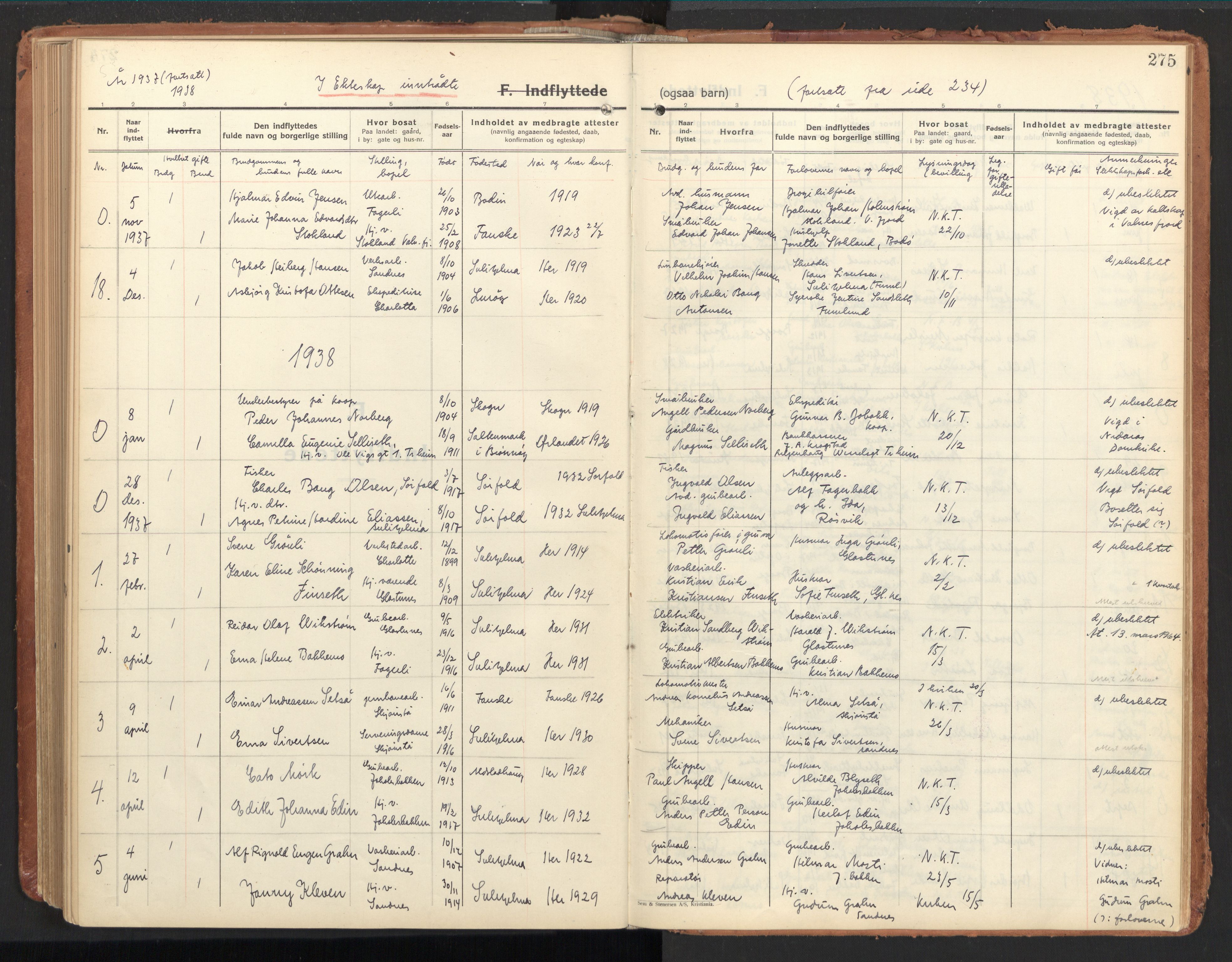 Ministerialprotokoller, klokkerbøker og fødselsregistre - Nordland, AV/SAT-A-1459/850/L0716: Curate's parish register no. 850B06, 1924-1938, p. 275