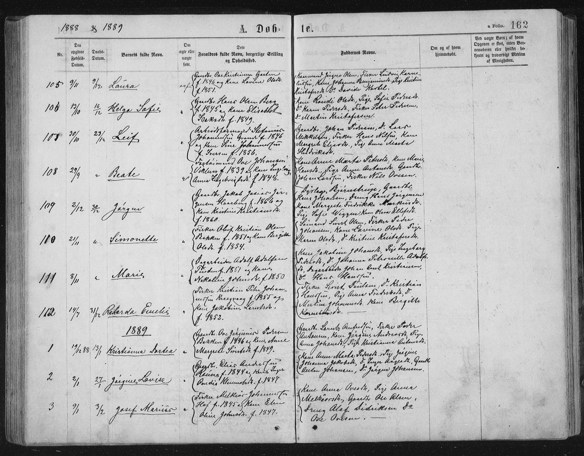 Ministerialprotokoller, klokkerbøker og fødselsregistre - Sør-Trøndelag, SAT/A-1456/659/L0745: Parish register (copy) no. 659C02, 1869-1892, p. 162