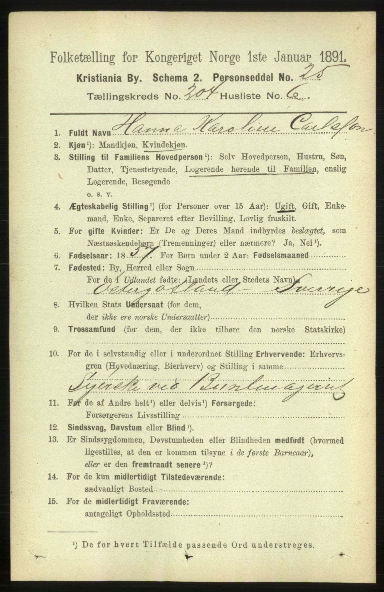 RA, 1891 census for 0301 Kristiania, 1891, p. 123318