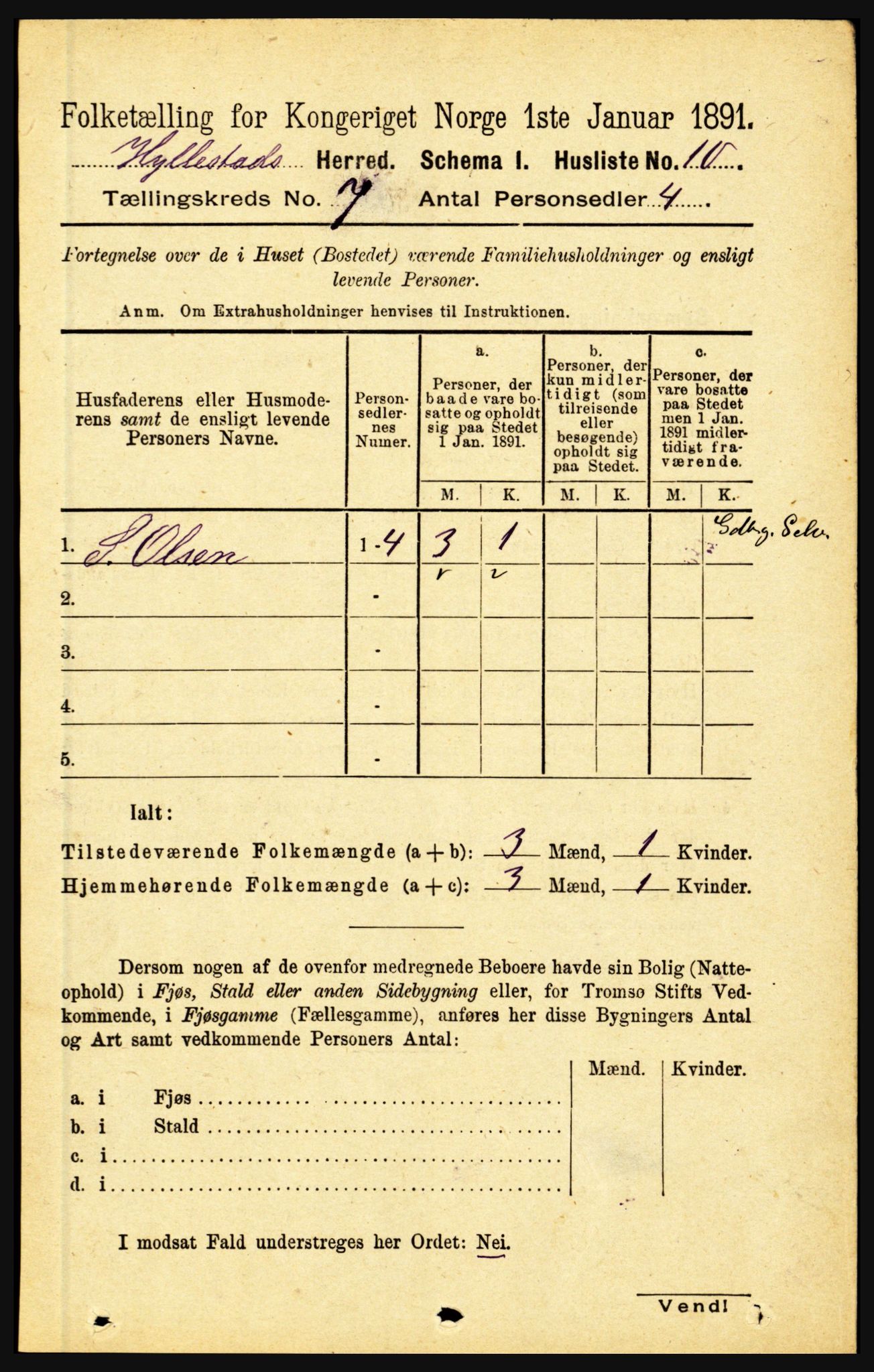 RA, 1891 census for 1413 Hyllestad, 1891, p. 1170