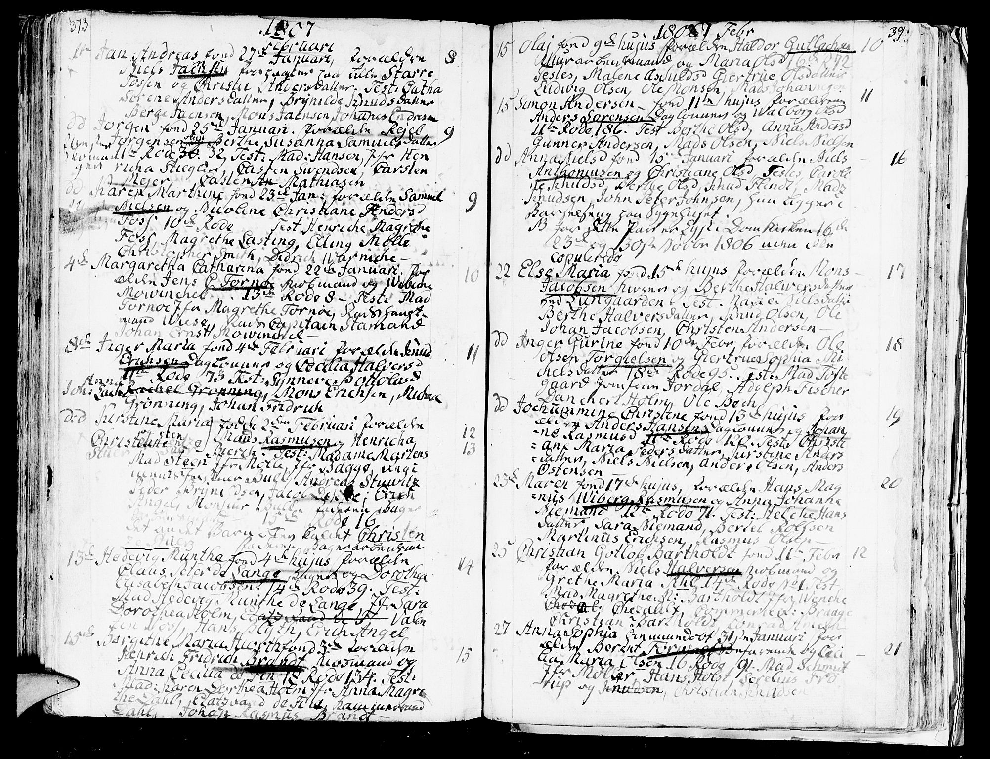 Domkirken sokneprestembete, SAB/A-74801/H/Haa/L0004: Parish register (official) no. A 4, 1763-1820, p. 373-374