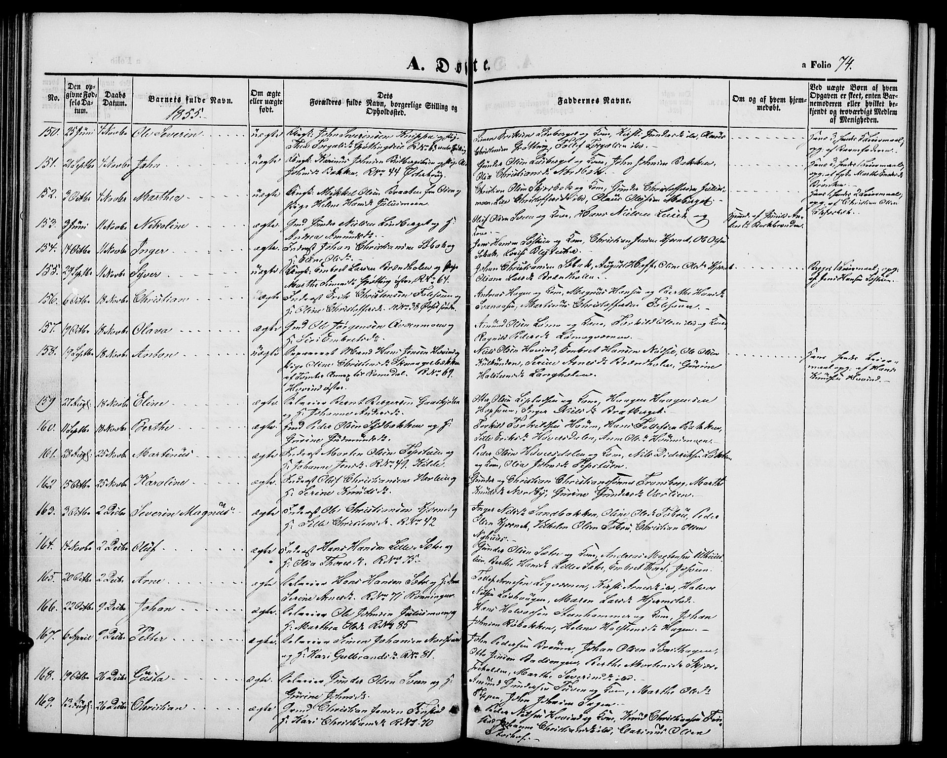 Elverum prestekontor, AV/SAH-PREST-044/H/Ha/Hab/L0002: Parish register (copy) no. 2, 1845-1855, p. 74