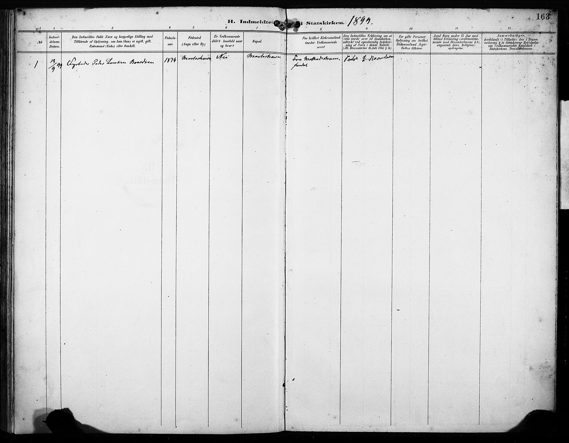 Finnås sokneprestembete, SAB/A-99925/H/Ha/Haa/Haab/L0002: Parish register (official) no. B 2, 1895-1906, p. 163