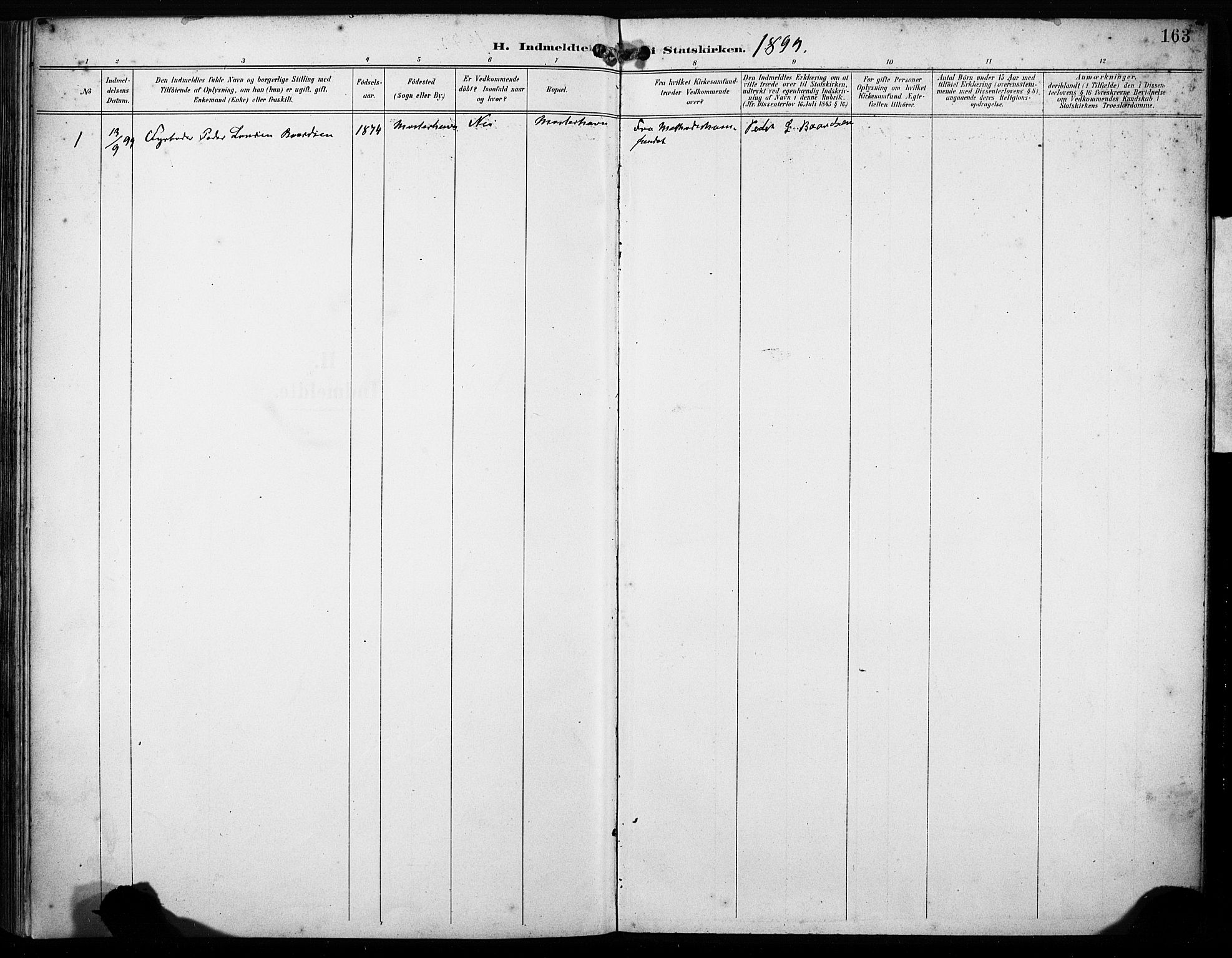 Finnås sokneprestembete, AV/SAB-A-99925/H/Ha/Haa/Haab/L0002: Parish register (official) no. B 2, 1895-1906, p. 163