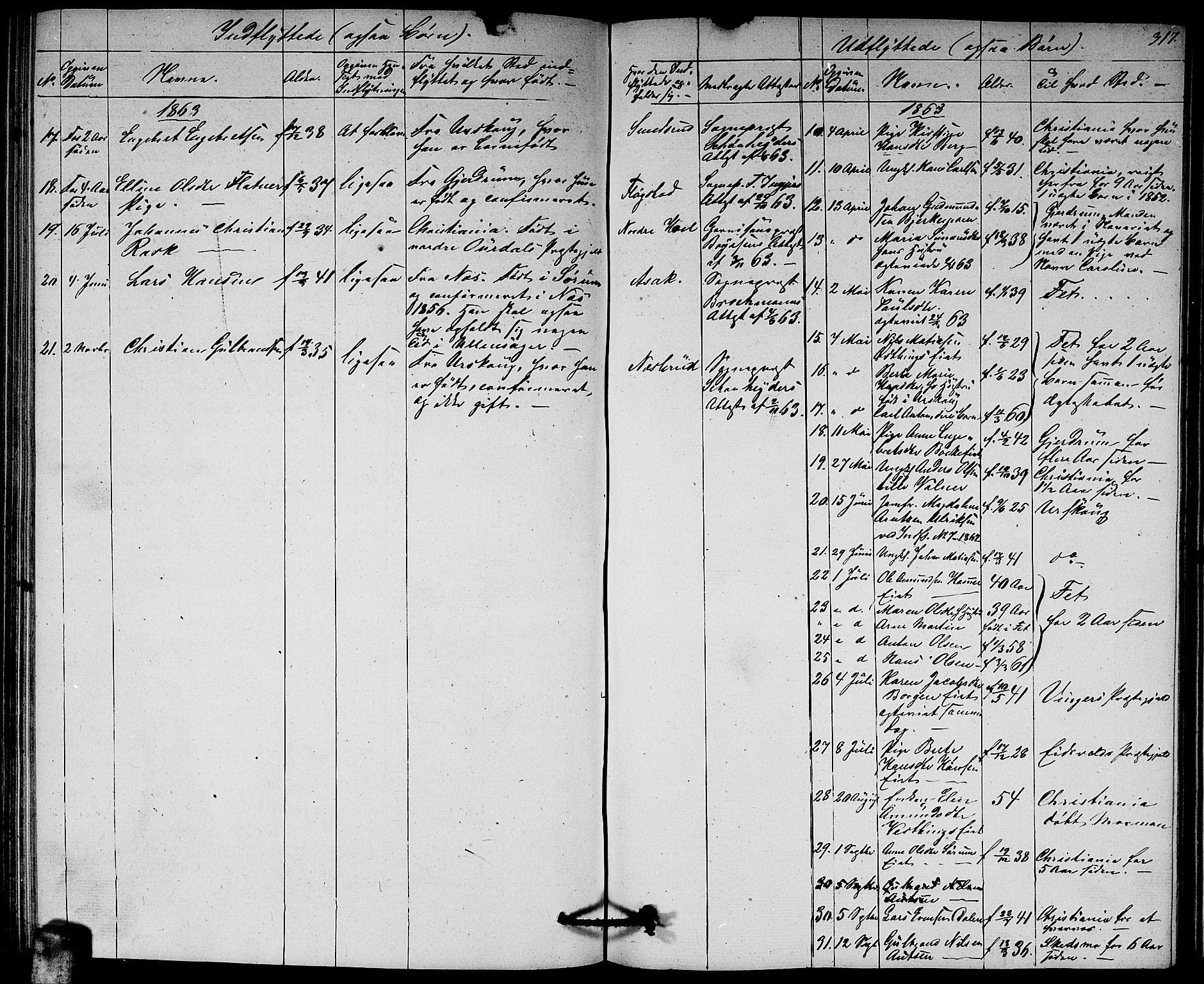 Sørum prestekontor Kirkebøker, AV/SAO-A-10303/G/Ga/L0003: Parish register (copy) no. I 3, 1846-1863, p. 317