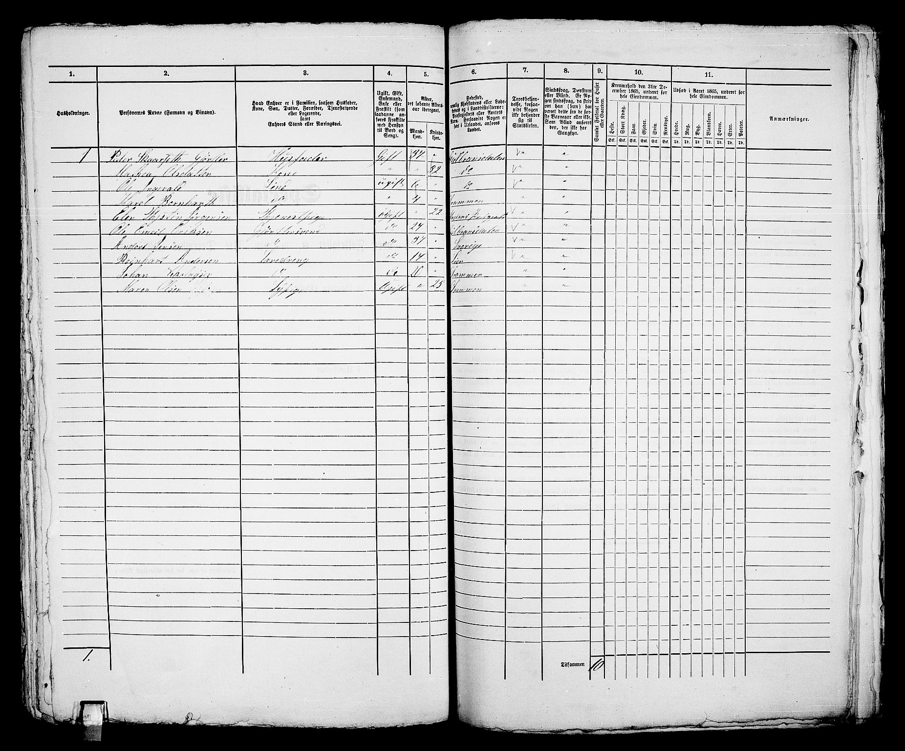 RA, 1865 census for Bragernes in Drammen, 1865, p. 407