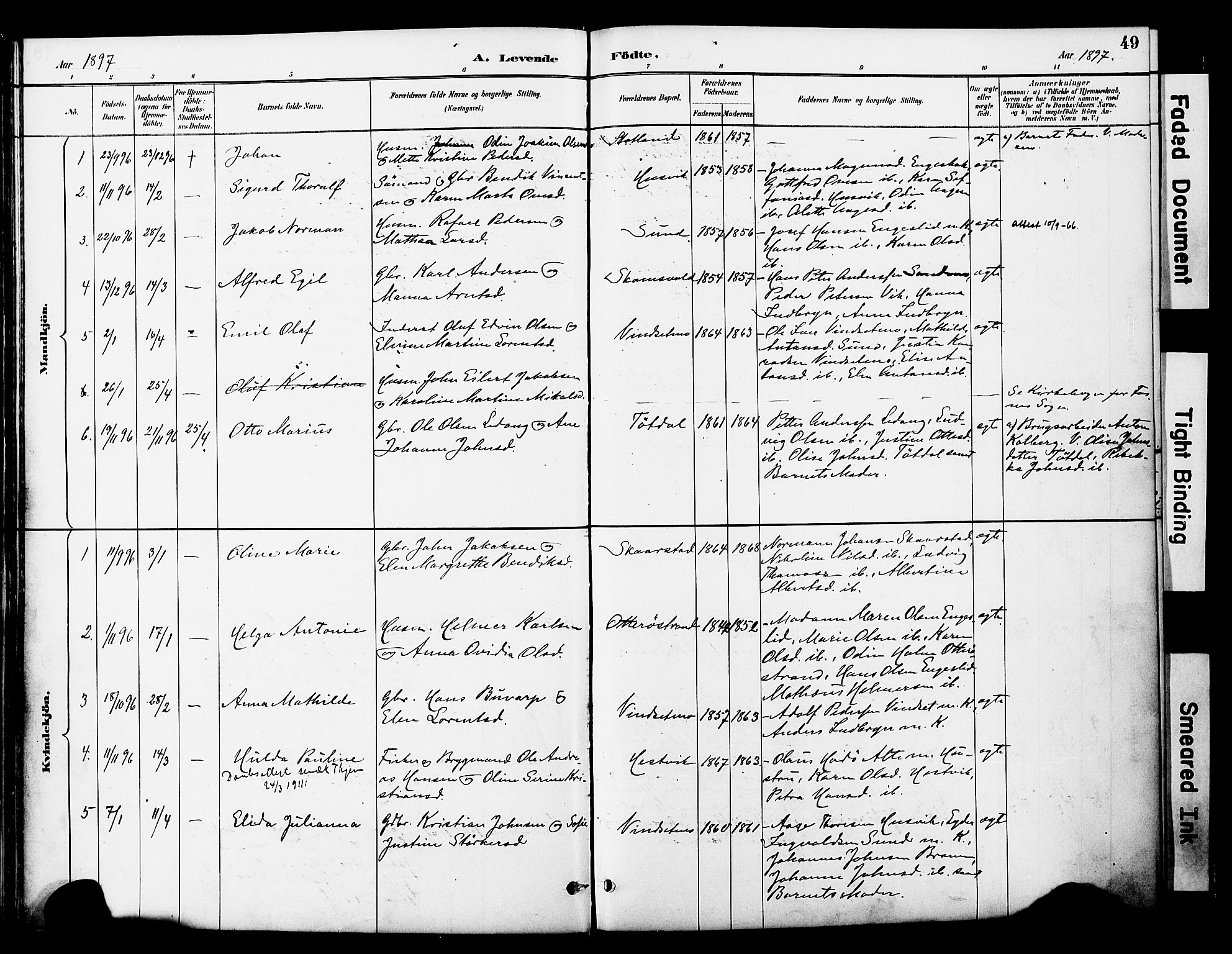 Ministerialprotokoller, klokkerbøker og fødselsregistre - Nord-Trøndelag, SAT/A-1458/774/L0628: Parish register (official) no. 774A02, 1887-1903, p. 49
