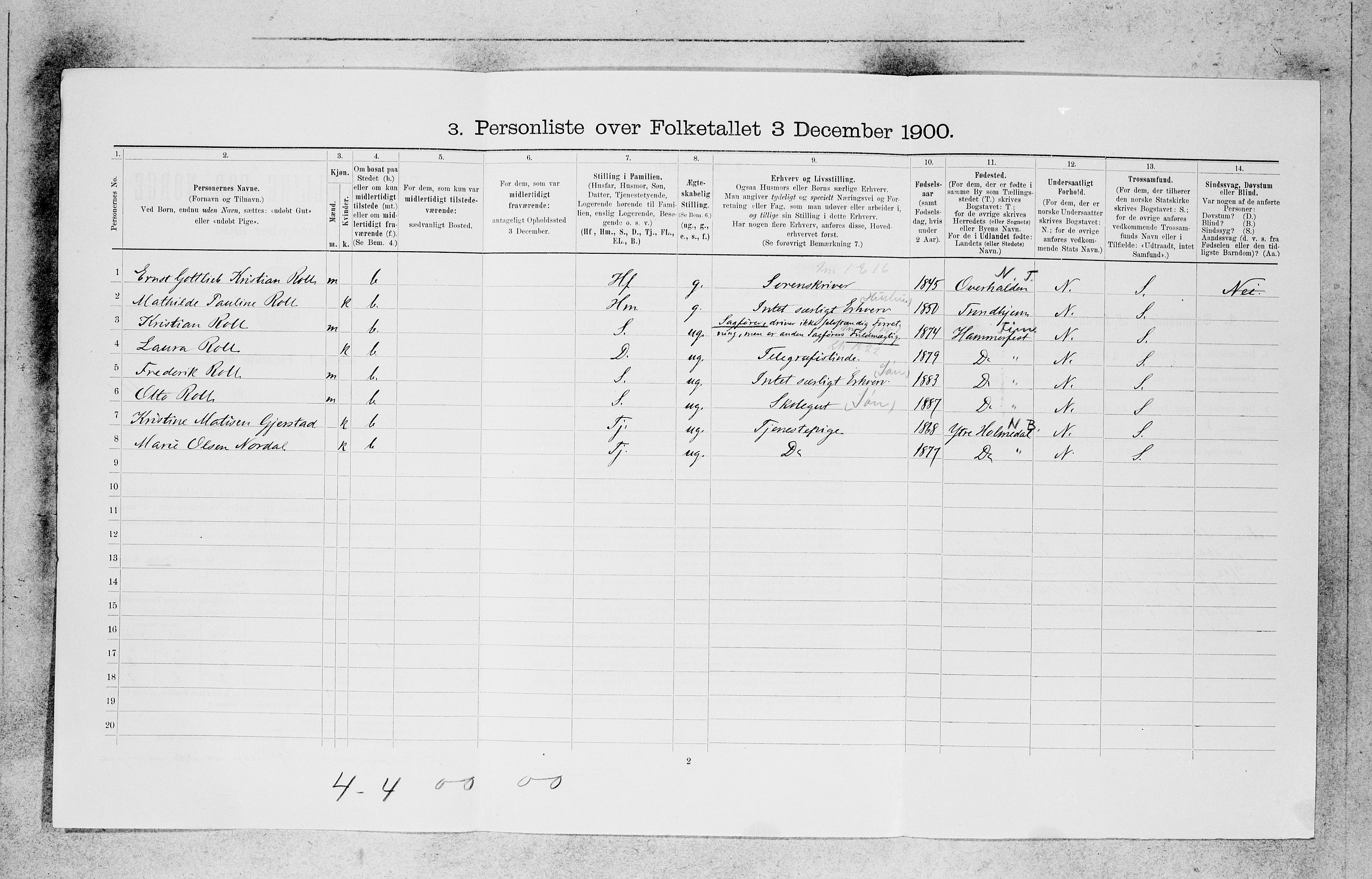 SAB, 1900 census for Bergen, 1900, p. 29588