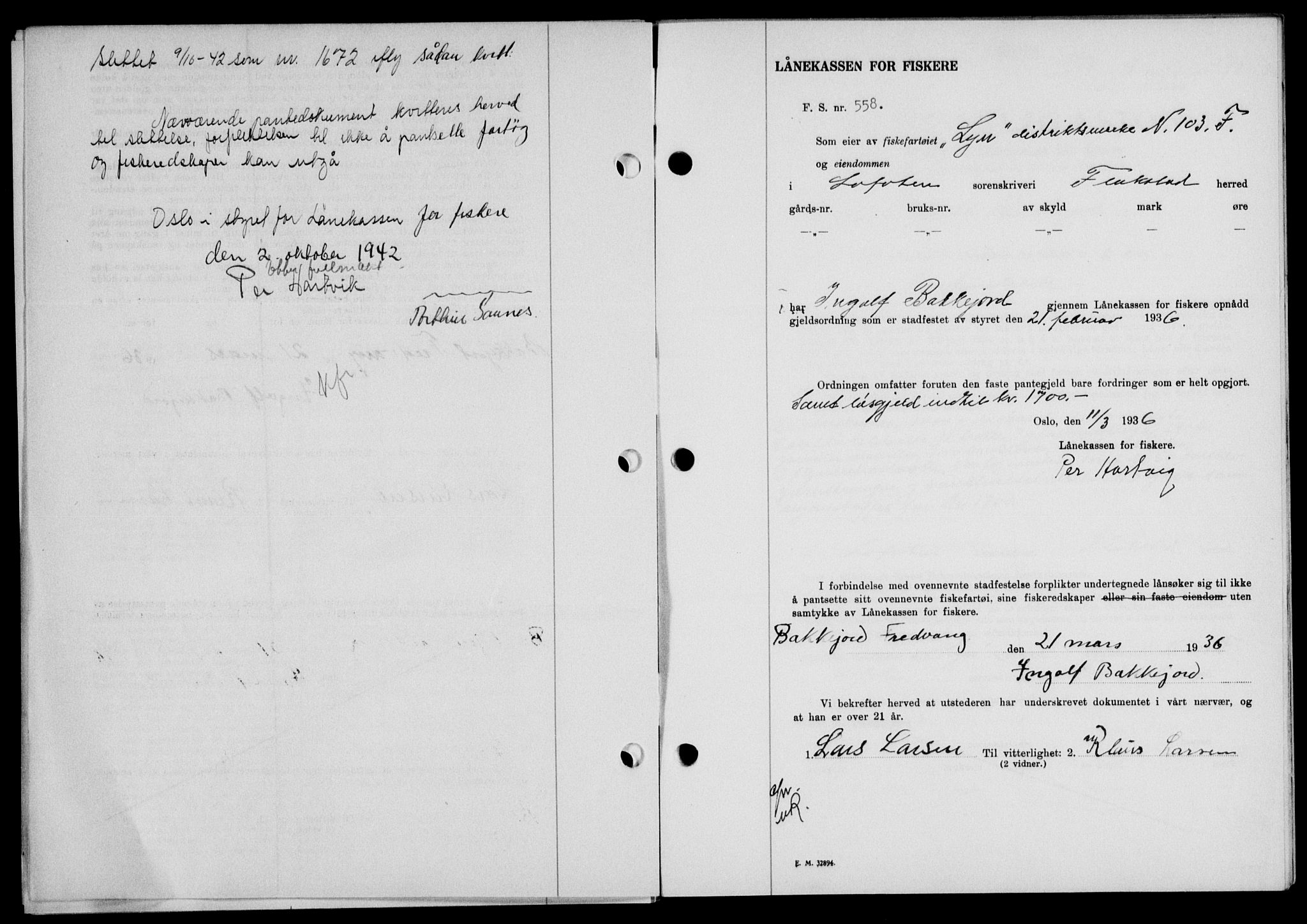 Lofoten sorenskriveri, SAT/A-0017/1/2/2C/L0033b: Mortgage book no. 33b, 1936-1936, Diary no: : 578/1936