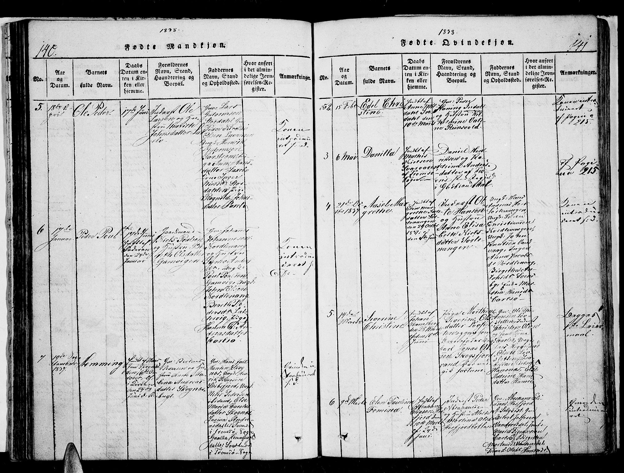 Karlsøy sokneprestembete, SATØ/S-1299/H/Ha/Haa/L0002kirke: Parish register (official) no. 2, 1823-1842, p. 140-141