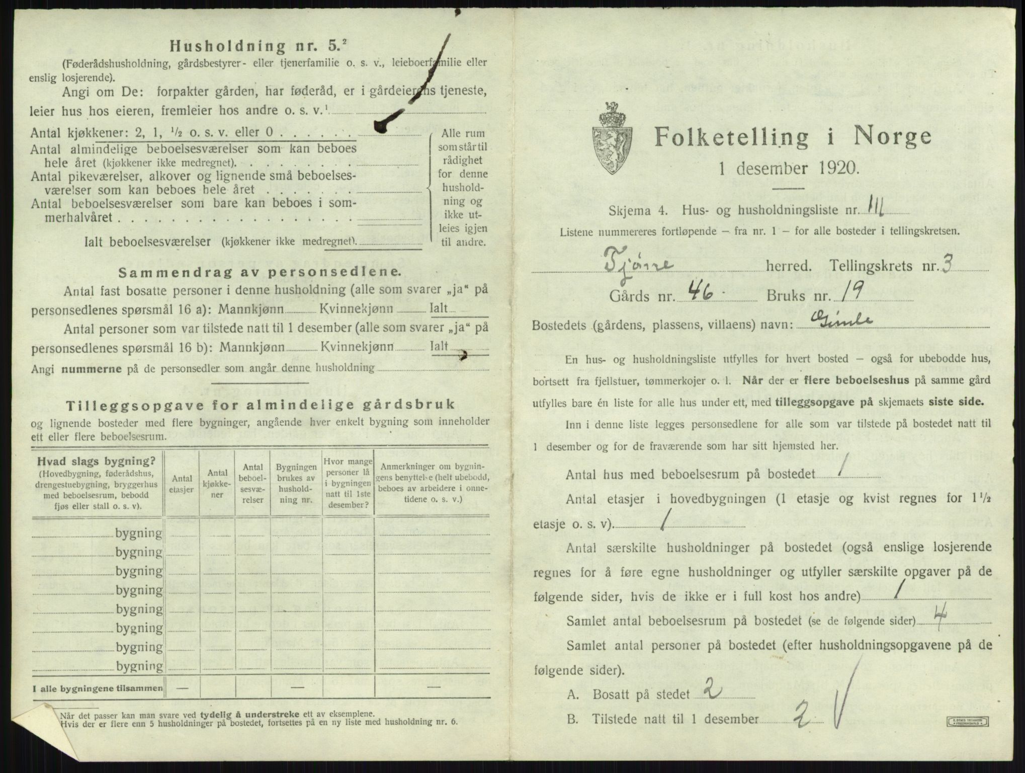 SAKO, 1920 census for Tjøme, 1920, p. 1130