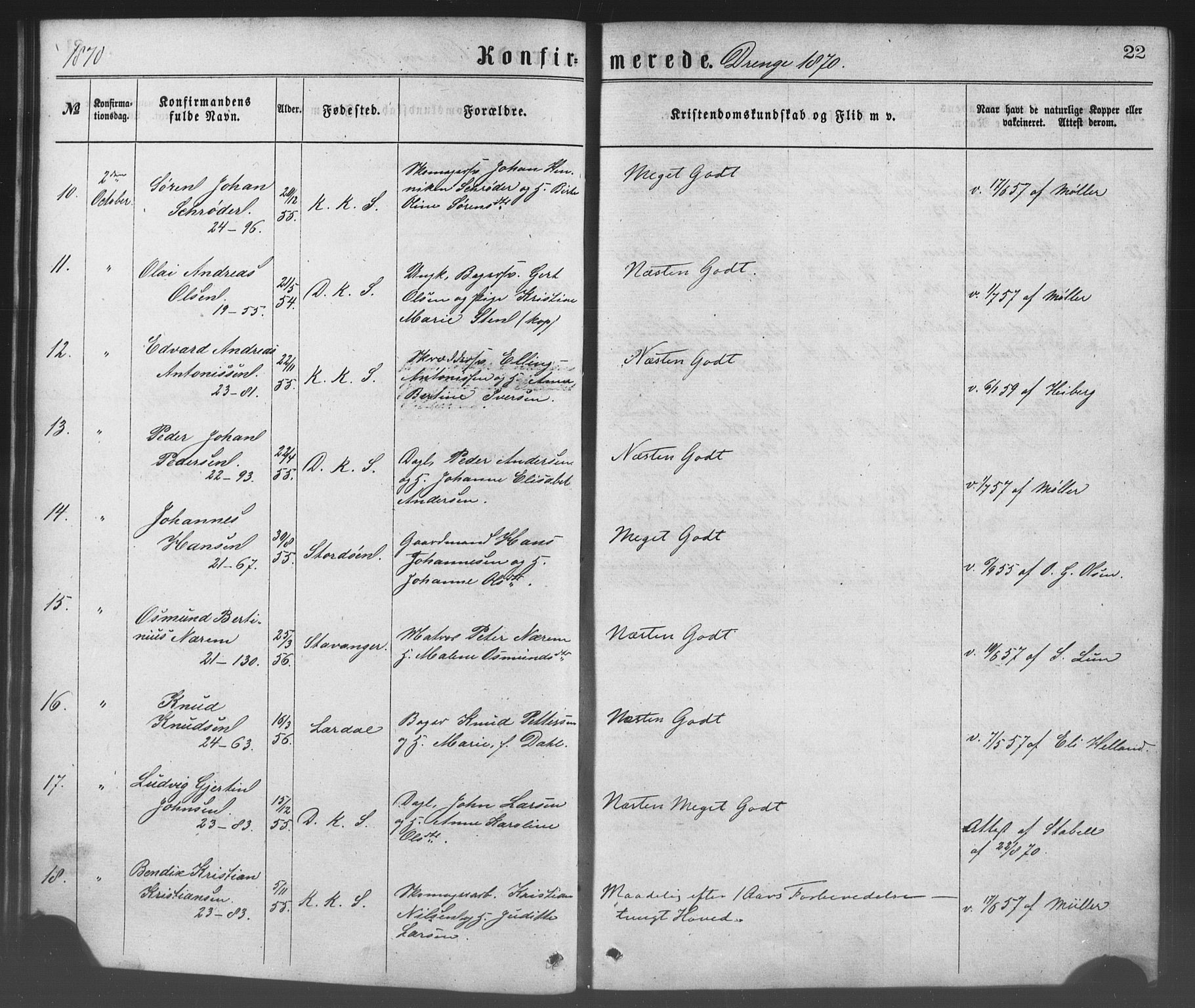 Korskirken sokneprestembete, SAB/A-76101/H/Haa/L0028: Parish register (official) no. C 4, 1868-1879, p. 22