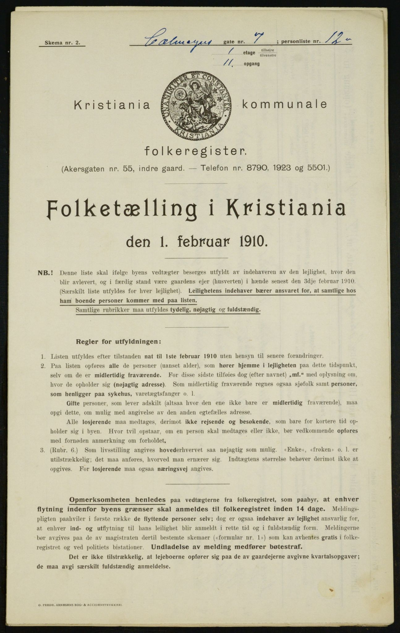 OBA, Municipal Census 1910 for Kristiania, 1910, p. 10889