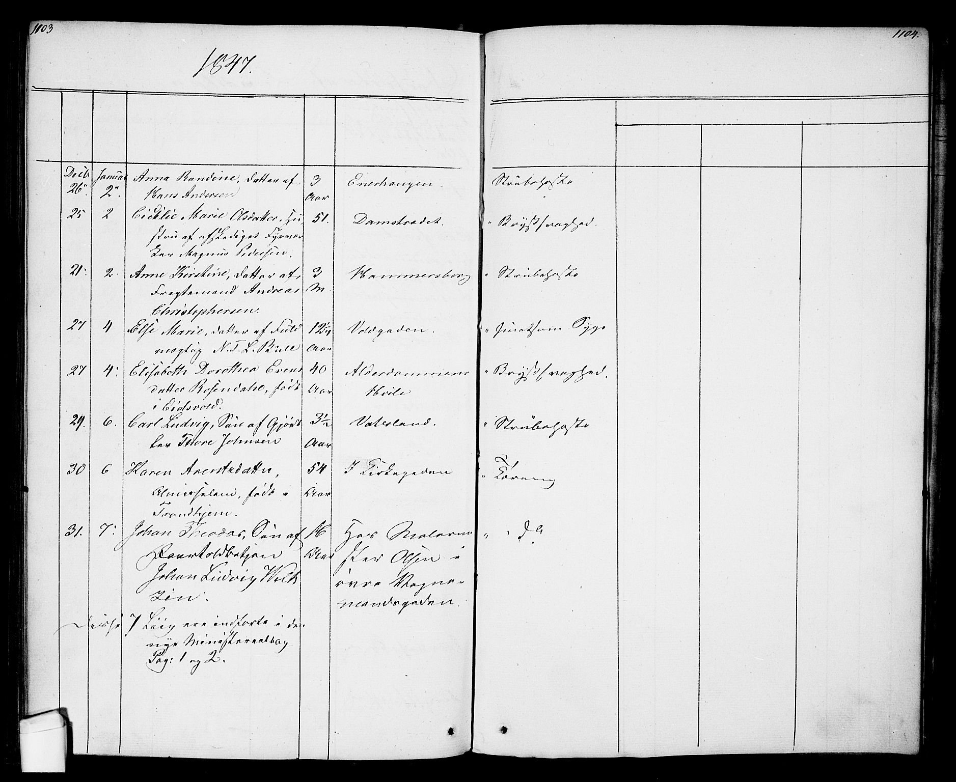 Oslo domkirke Kirkebøker, AV/SAO-A-10752/F/Fa/L0024: Parish register (official) no. 24, 1833-1846, p. 1103-1104