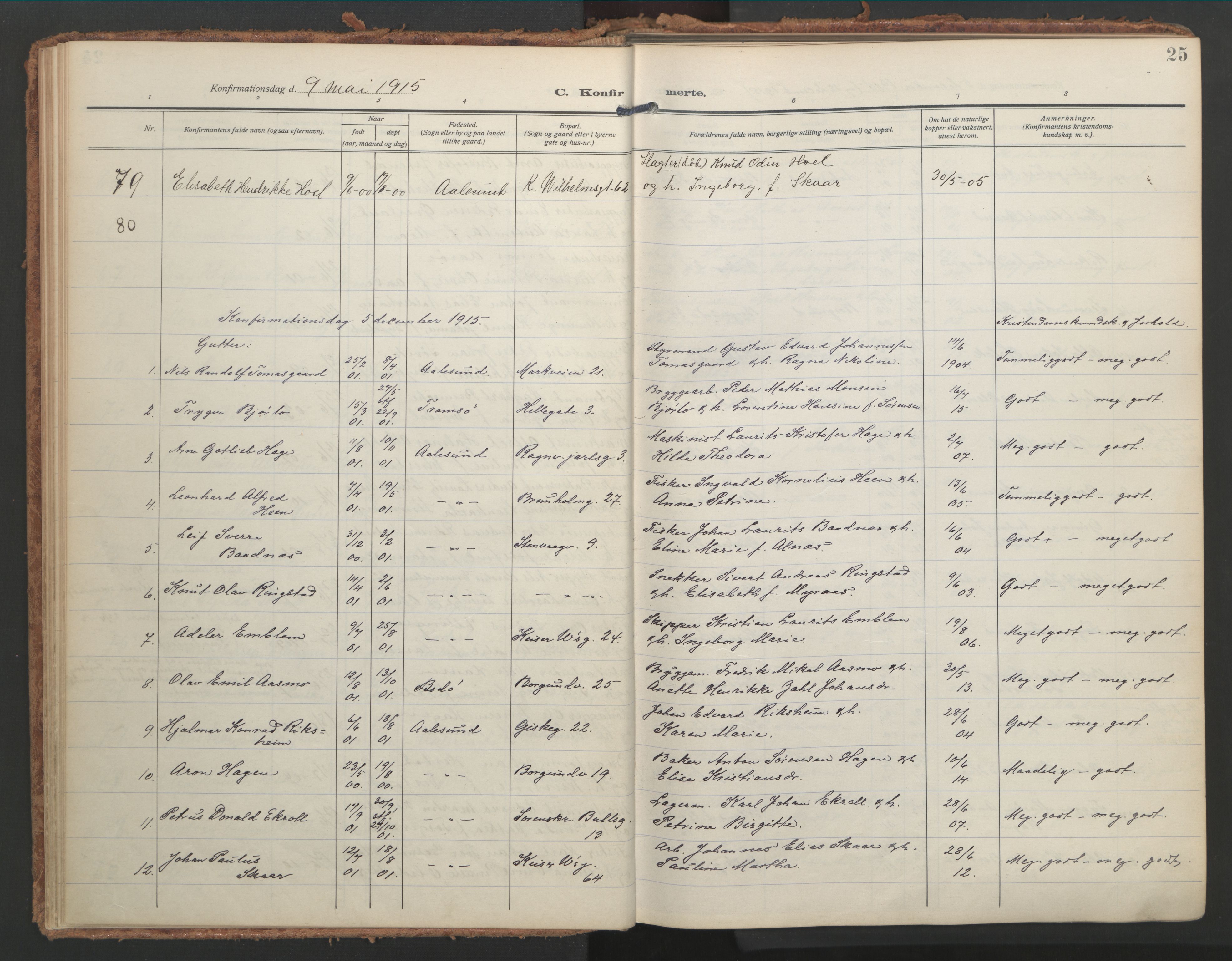 Ministerialprotokoller, klokkerbøker og fødselsregistre - Møre og Romsdal, SAT/A-1454/529/L0461: Parish register (official) no. 529A11, 1914-1925, p. 25
