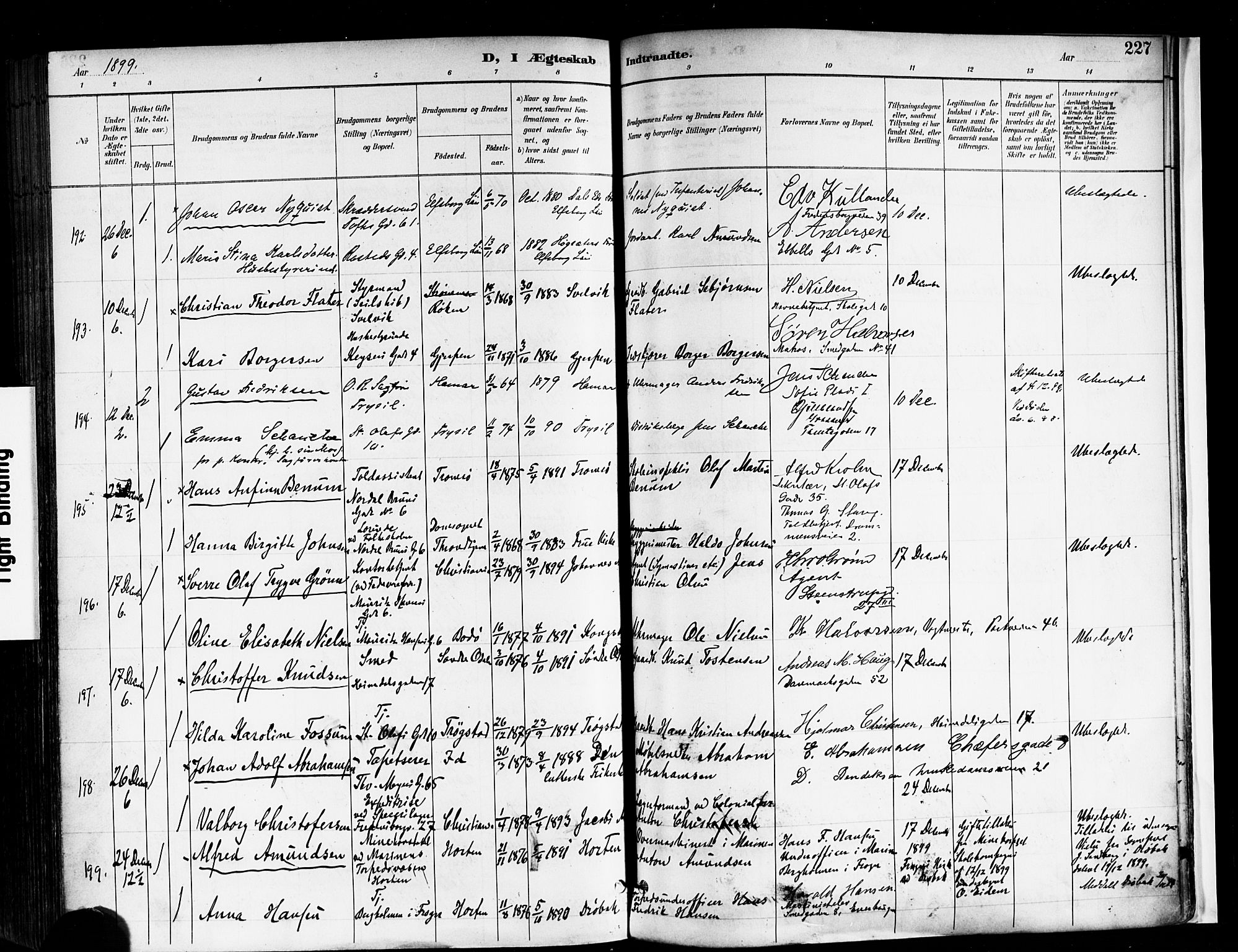 Trefoldighet prestekontor Kirkebøker, SAO/A-10882/F/Fc/L0004: Parish register (official) no. III 4, 1891-1900, p. 227