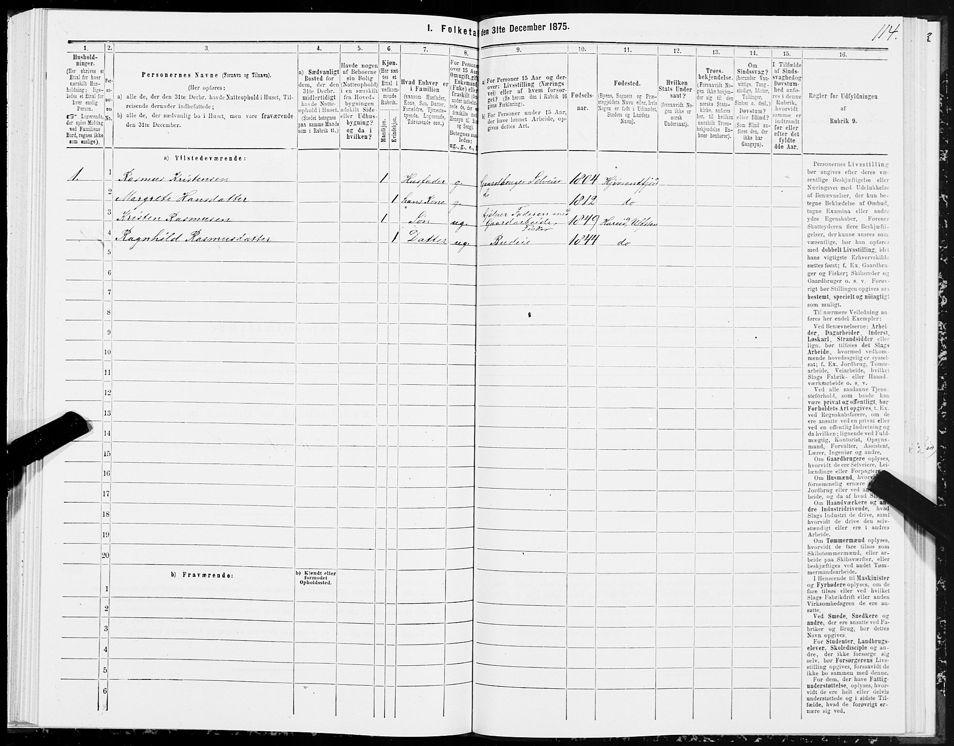 SAT, 1875 census for 1516P Ulstein, 1875, p. 3114