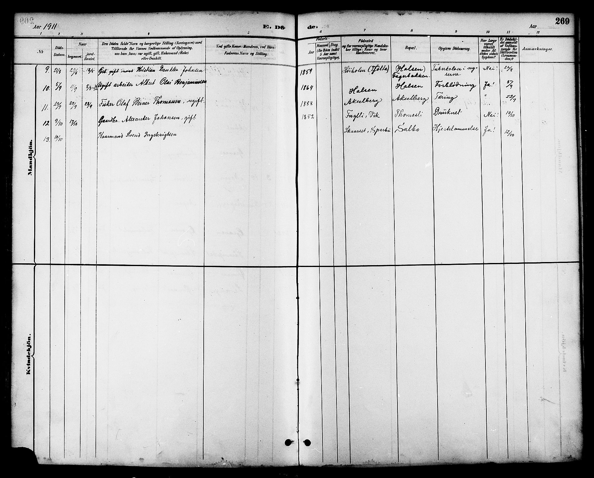 Ministerialprotokoller, klokkerbøker og fødselsregistre - Nordland, AV/SAT-A-1459/814/L0230: Parish register (copy) no. 814C03, 1884-1911, p. 269