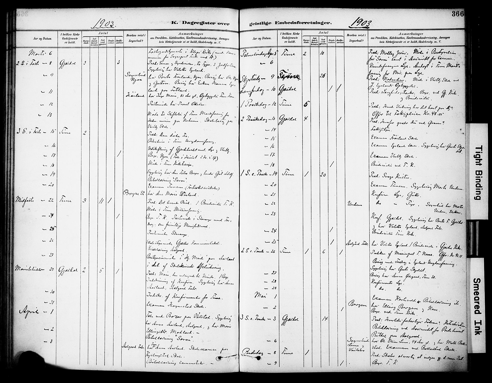 Lye sokneprestkontor, AV/SAST-A-101794/001/30BA/L0011: Parish register (official) no. A 9, 1893-1903, p. 366