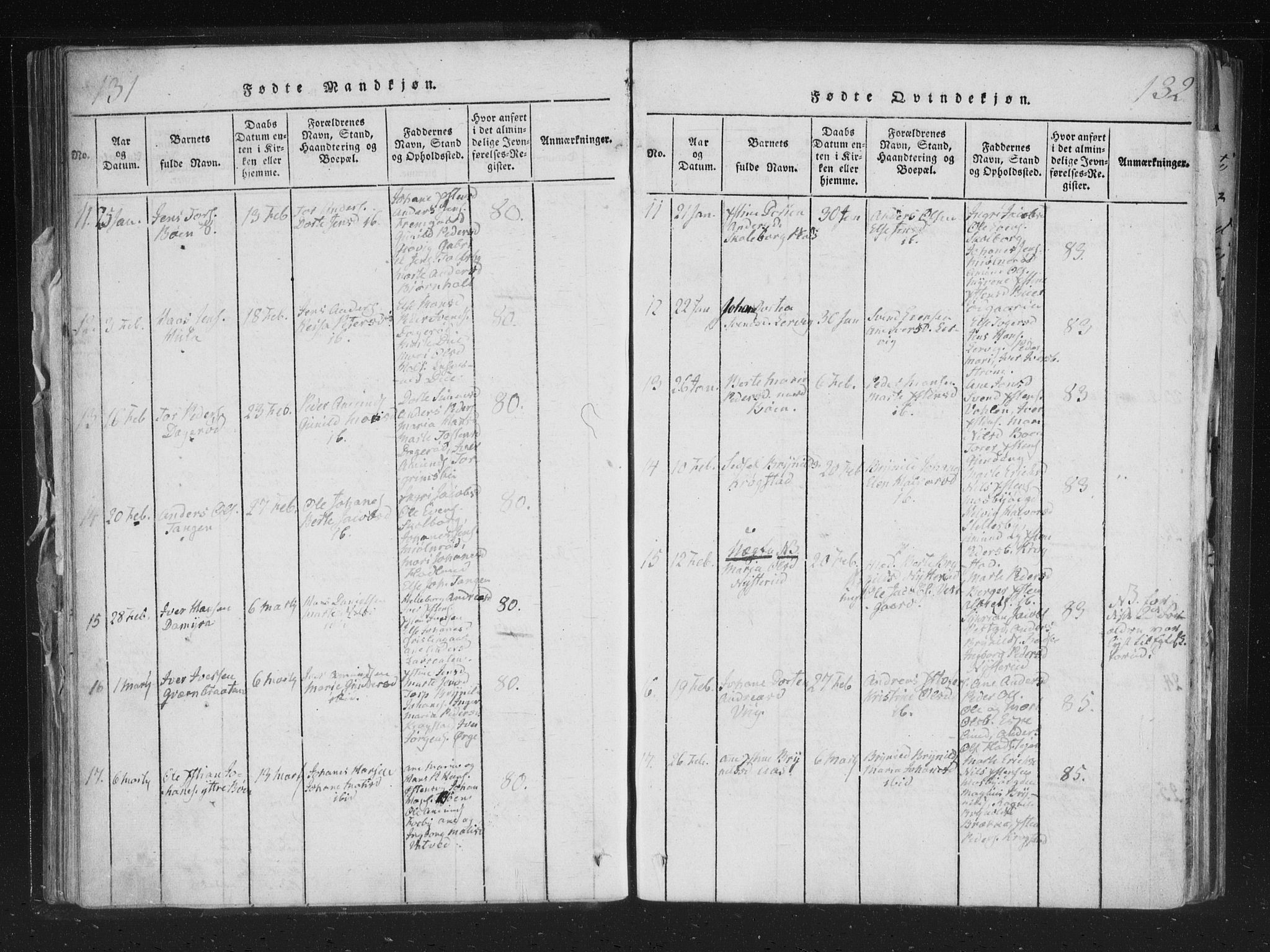 Aremark prestekontor Kirkebøker, AV/SAO-A-10899/F/Fc/L0001: Parish register (official) no. III 1, 1814-1834, p. 131-132