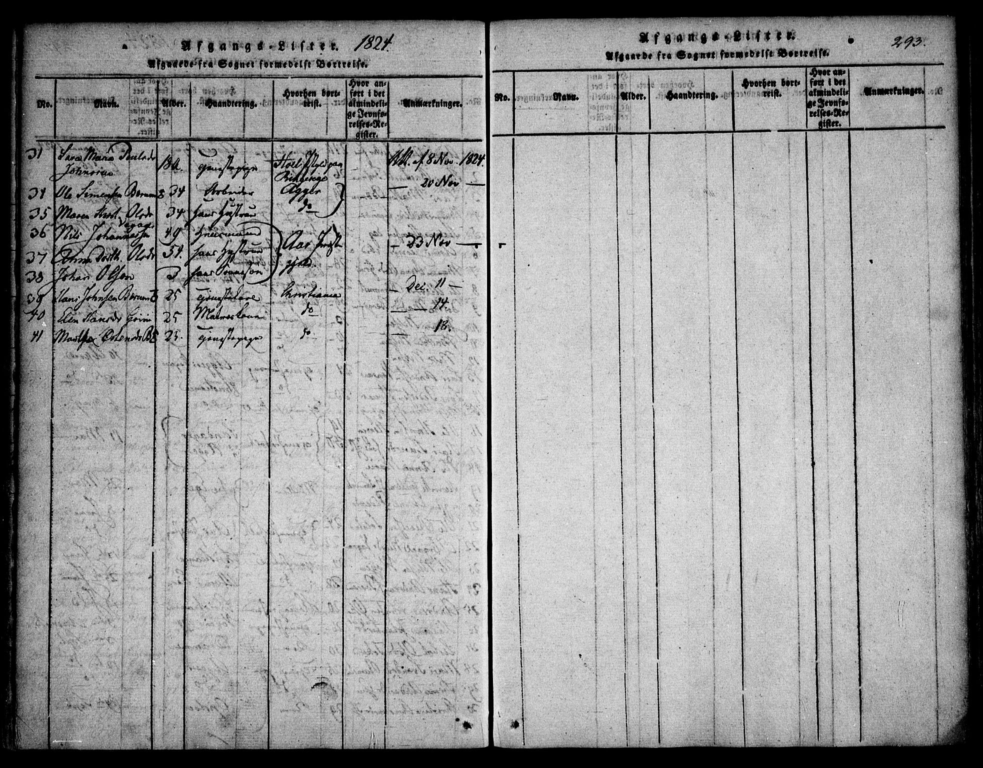 Asker prestekontor Kirkebøker, AV/SAO-A-10256a/F/Fa/L0006: Parish register (official) no. I 6, 1814-1824, p. 293