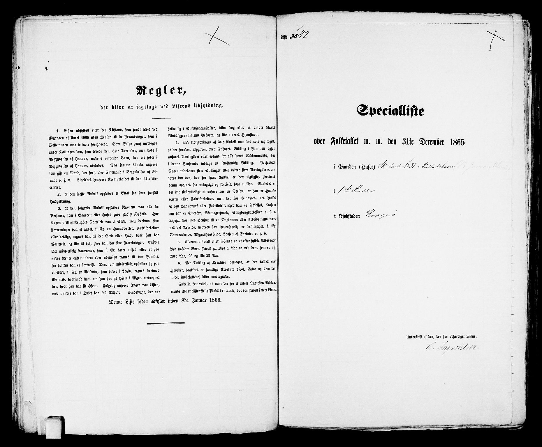 RA, 1865 census for Kragerø/Kragerø, 1865, p. 93