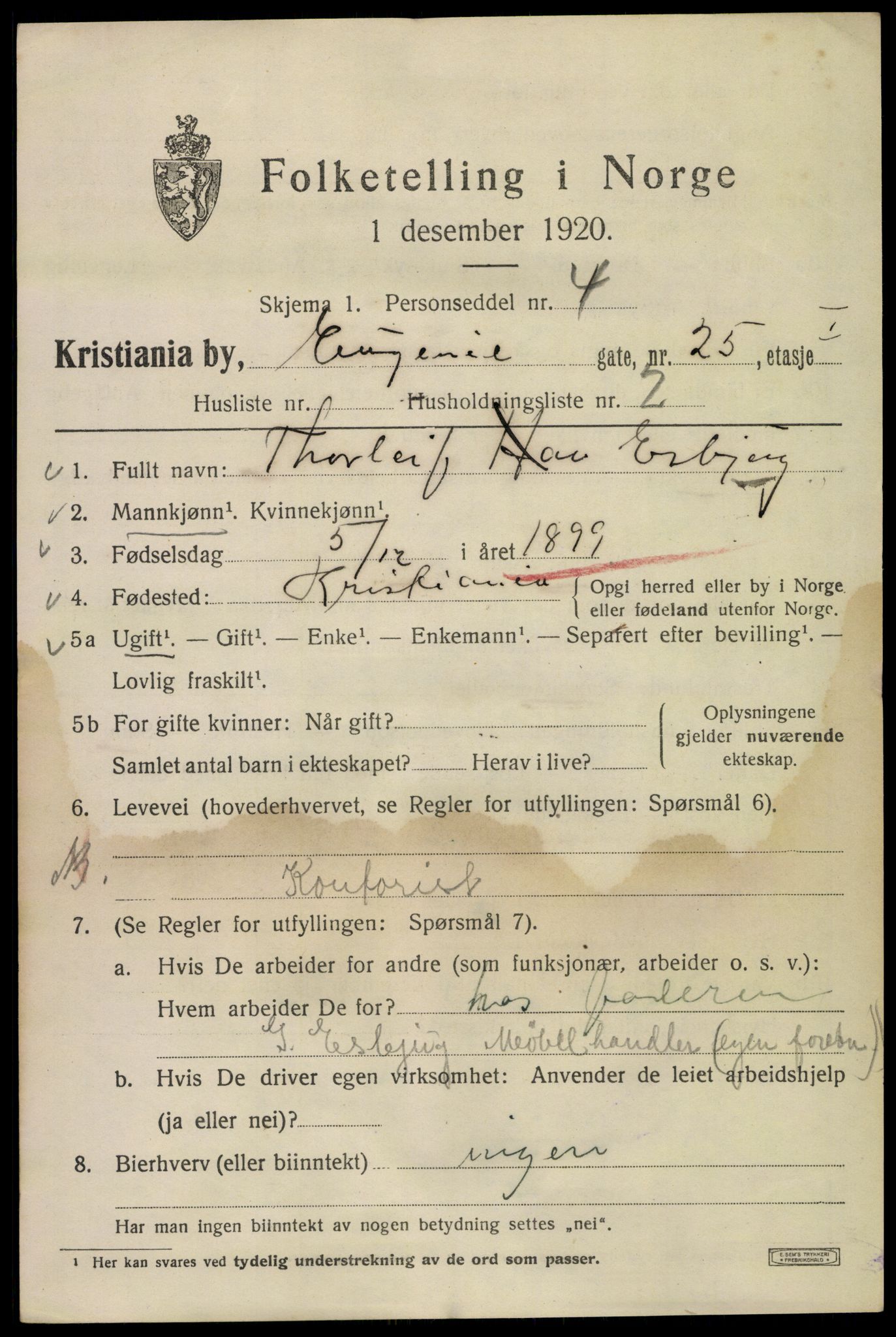SAO, 1920 census for Kristiania, 1920, p. 224715