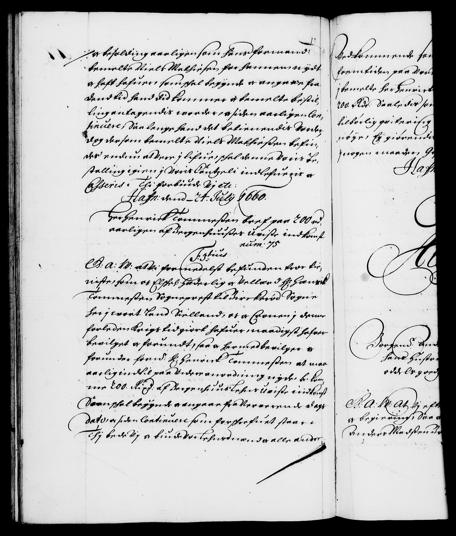 Danske Kanselli 1572-1799, RA/EA-3023/F/Fc/Fca/Fcaa/L0009: Norske registre (mikrofilm), 1657-1660, p. 201b