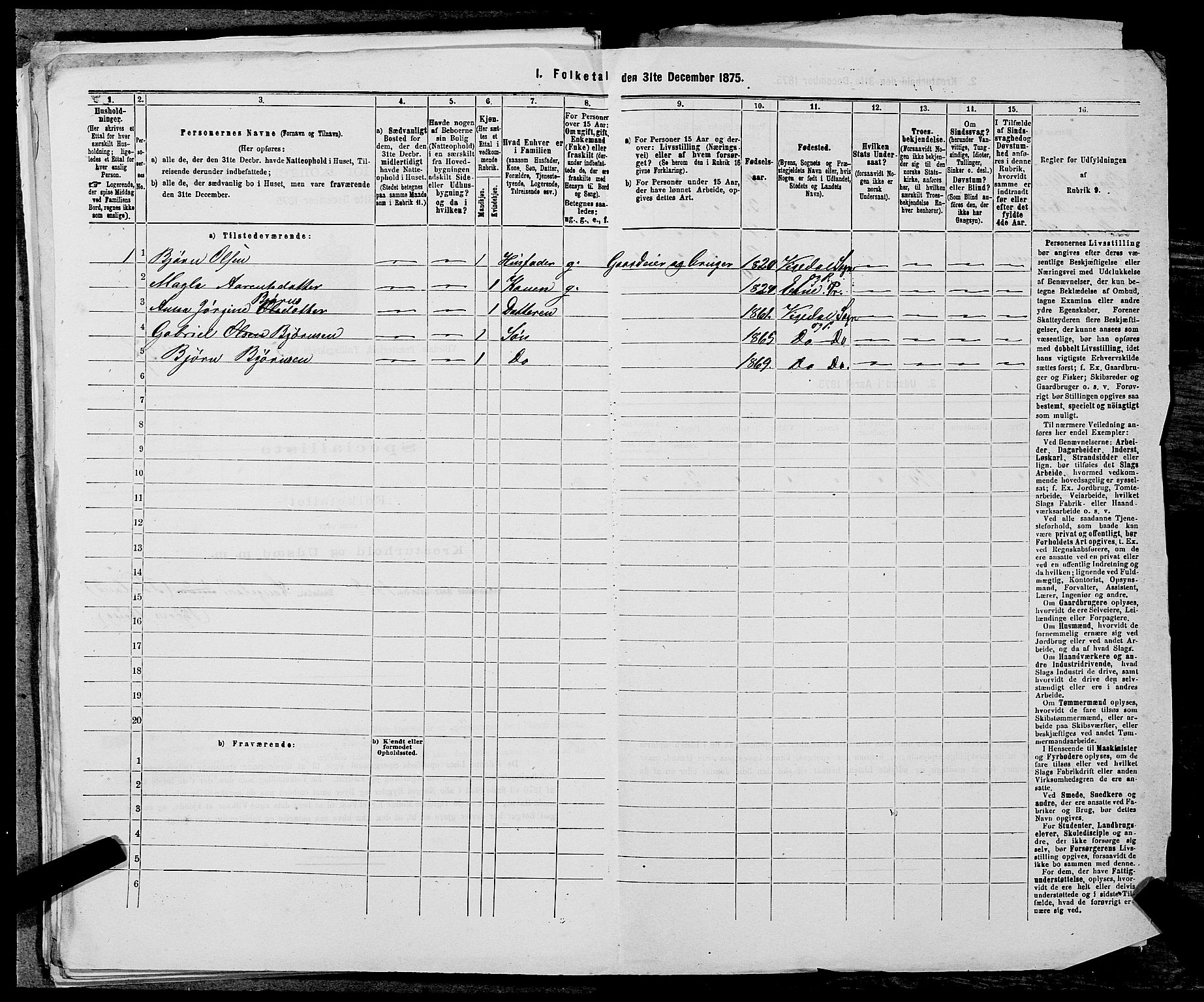 SAST, 1875 census for 1157P Vikedal, 1875, p. 651