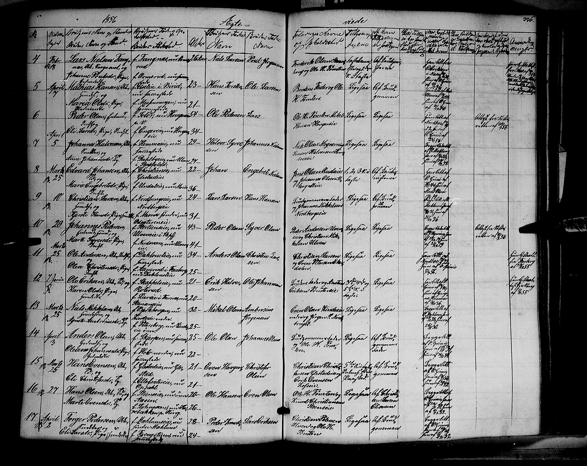 Ringsaker prestekontor, SAH/PREST-014/K/Ka/L0009: Parish register (official) no. 9, 1850-1860, p. 336