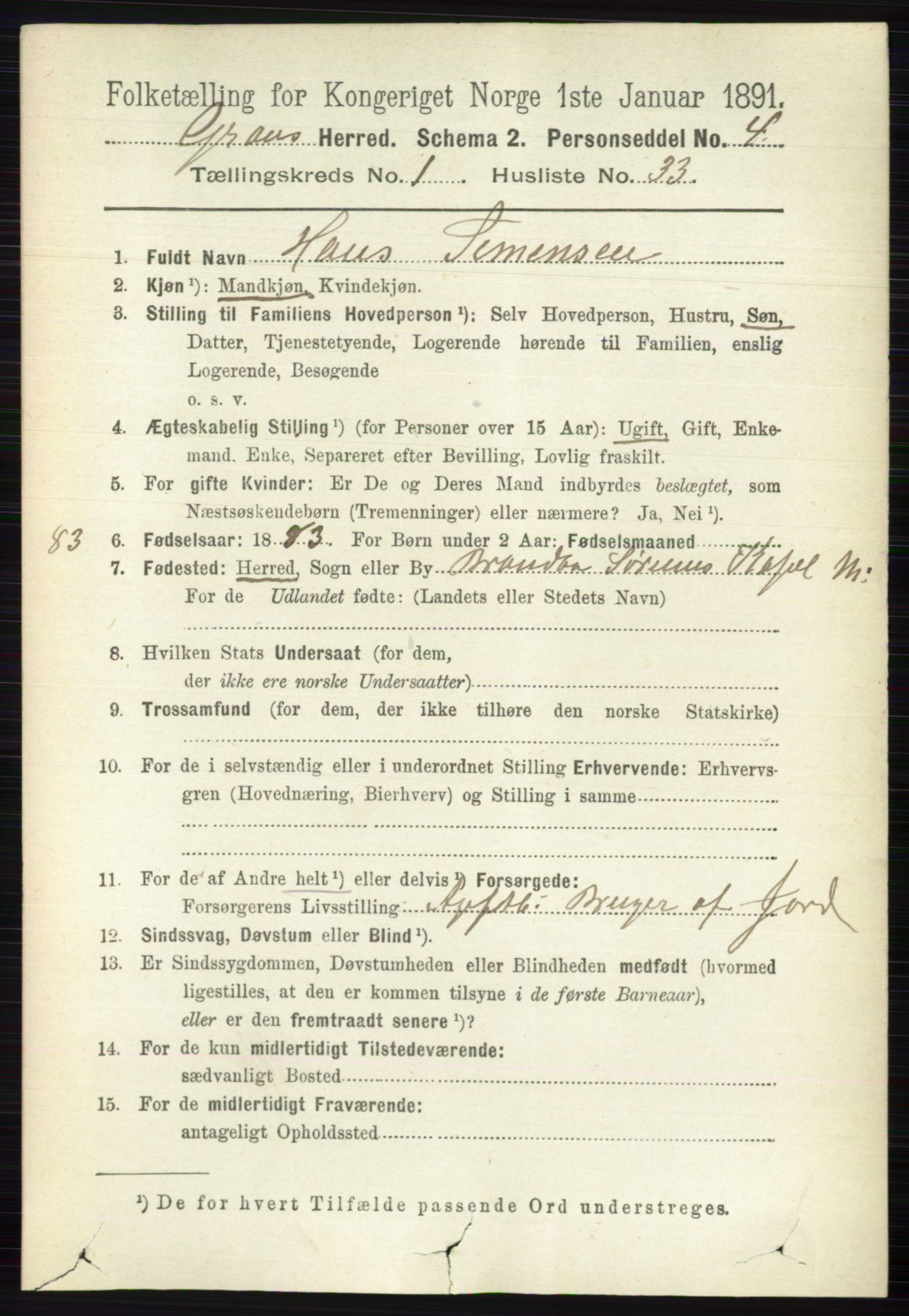 RA, 1891 census for 0534 Gran, 1891, p. 269