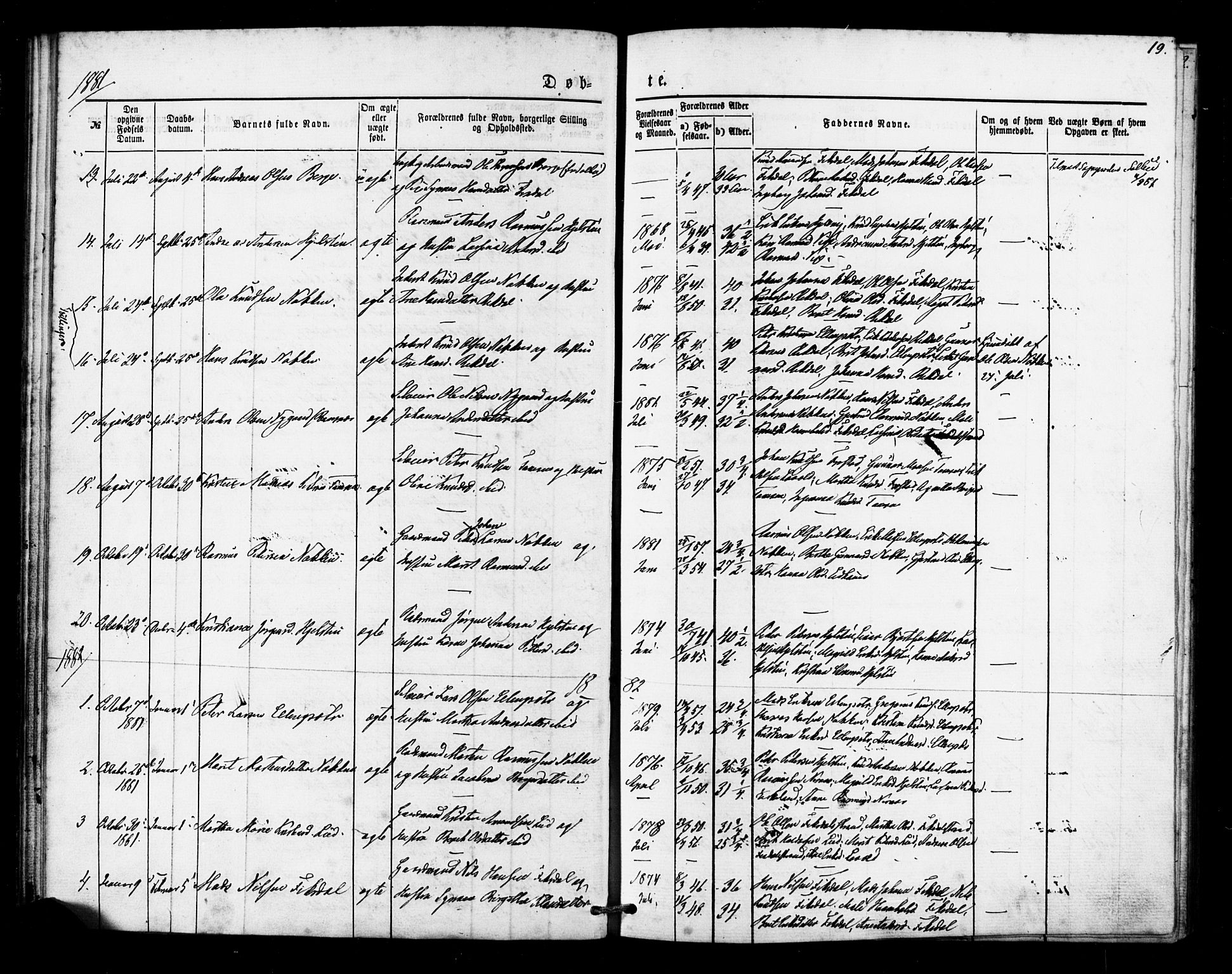 Ministerialprotokoller, klokkerbøker og fødselsregistre - Møre og Romsdal, SAT/A-1454/540/L0540: Parish register (official) no. 540A01, 1872-1883, p. 19