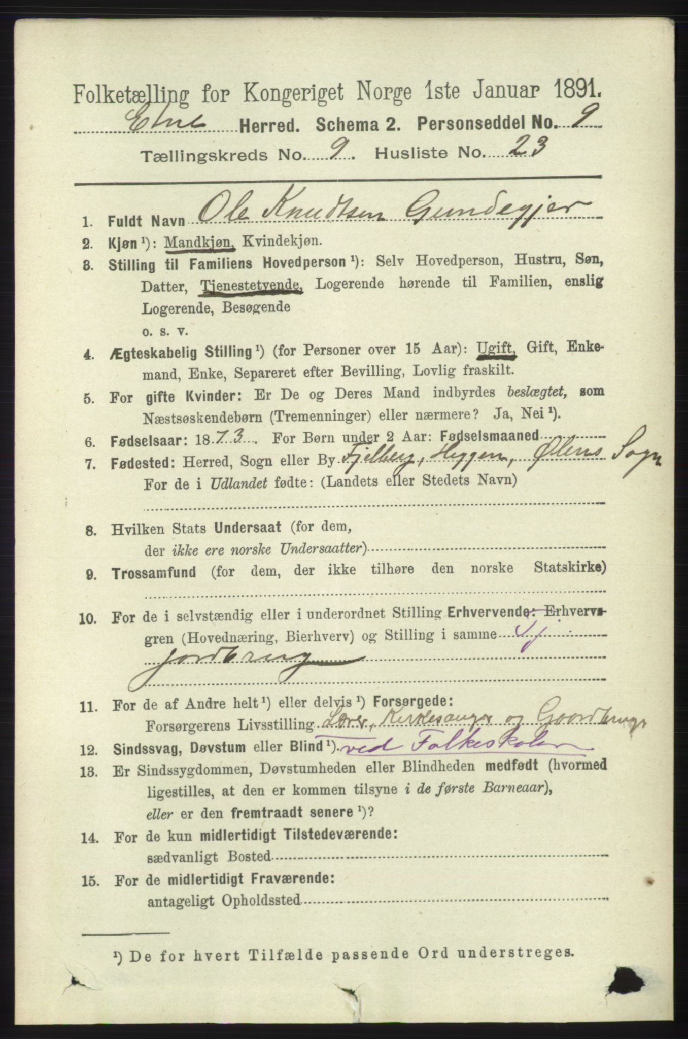 RA, 1891 census for 1211 Etne, 1891, p. 1839