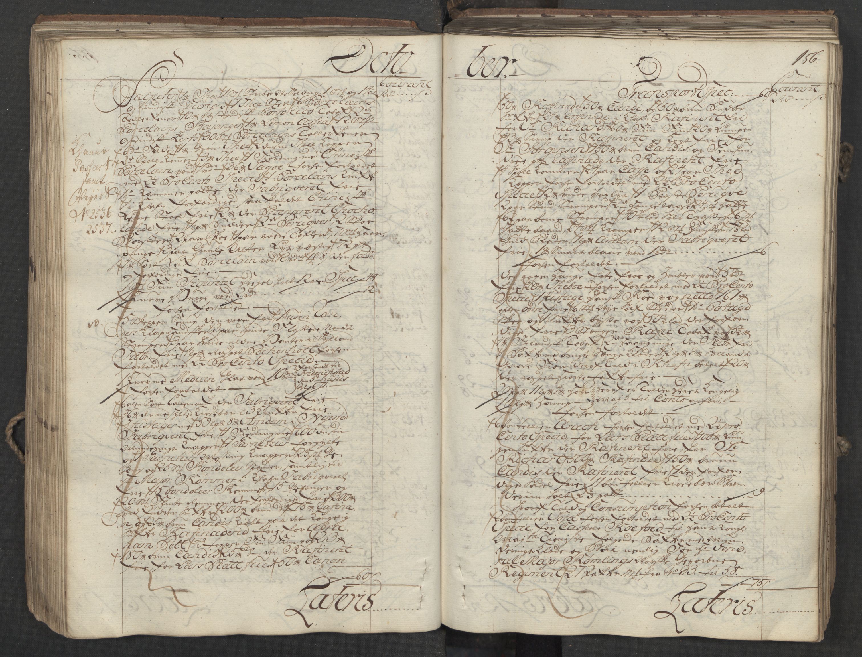 Generaltollkammeret, tollregnskaper, AV/RA-EA-5490/R06/L0037/0001: Tollregnskaper Kristiania / Inngående hovedtollbok, 1756, p. 155b-156a