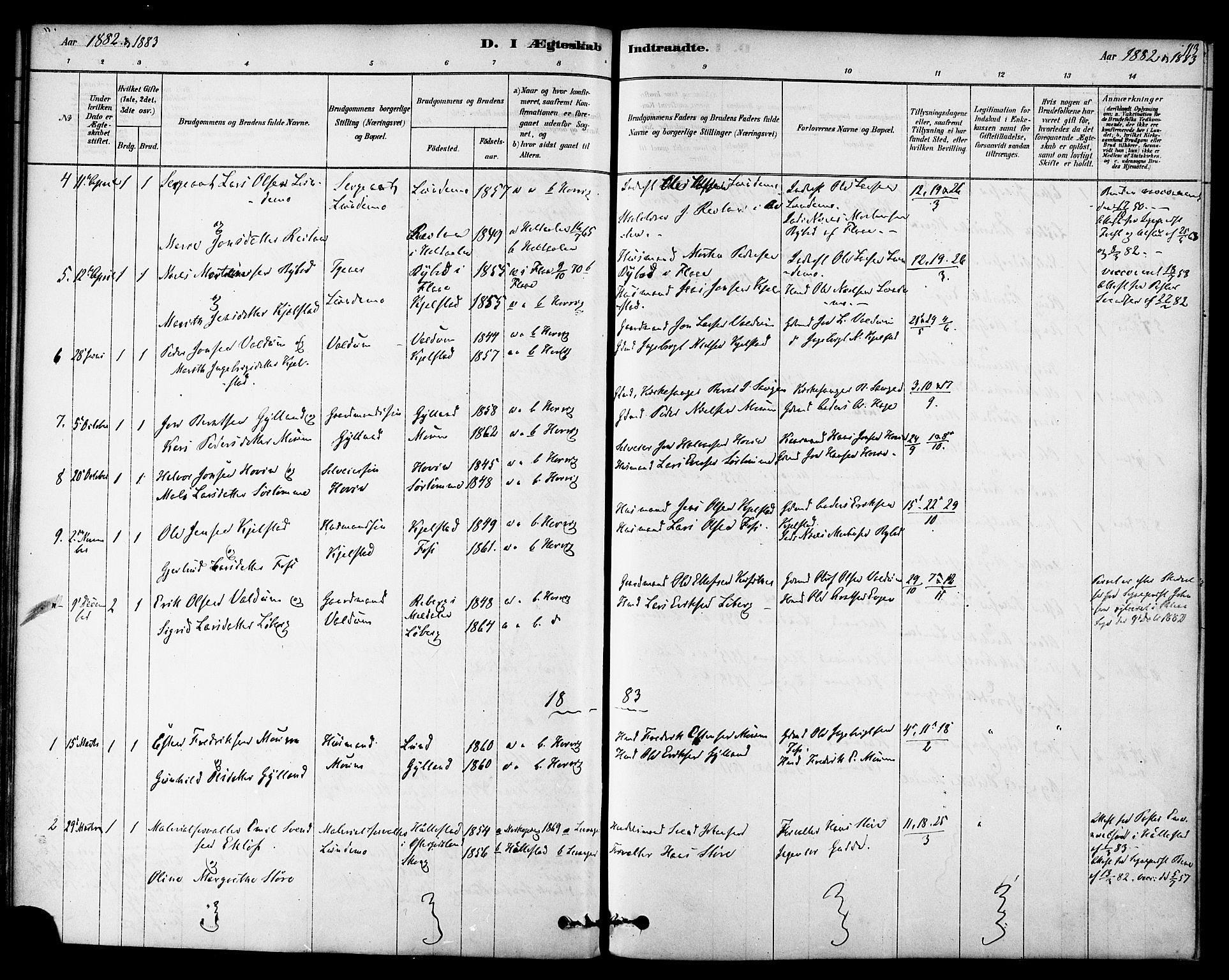 Ministerialprotokoller, klokkerbøker og fødselsregistre - Sør-Trøndelag, AV/SAT-A-1456/692/L1105: Parish register (official) no. 692A05, 1878-1890, p. 113