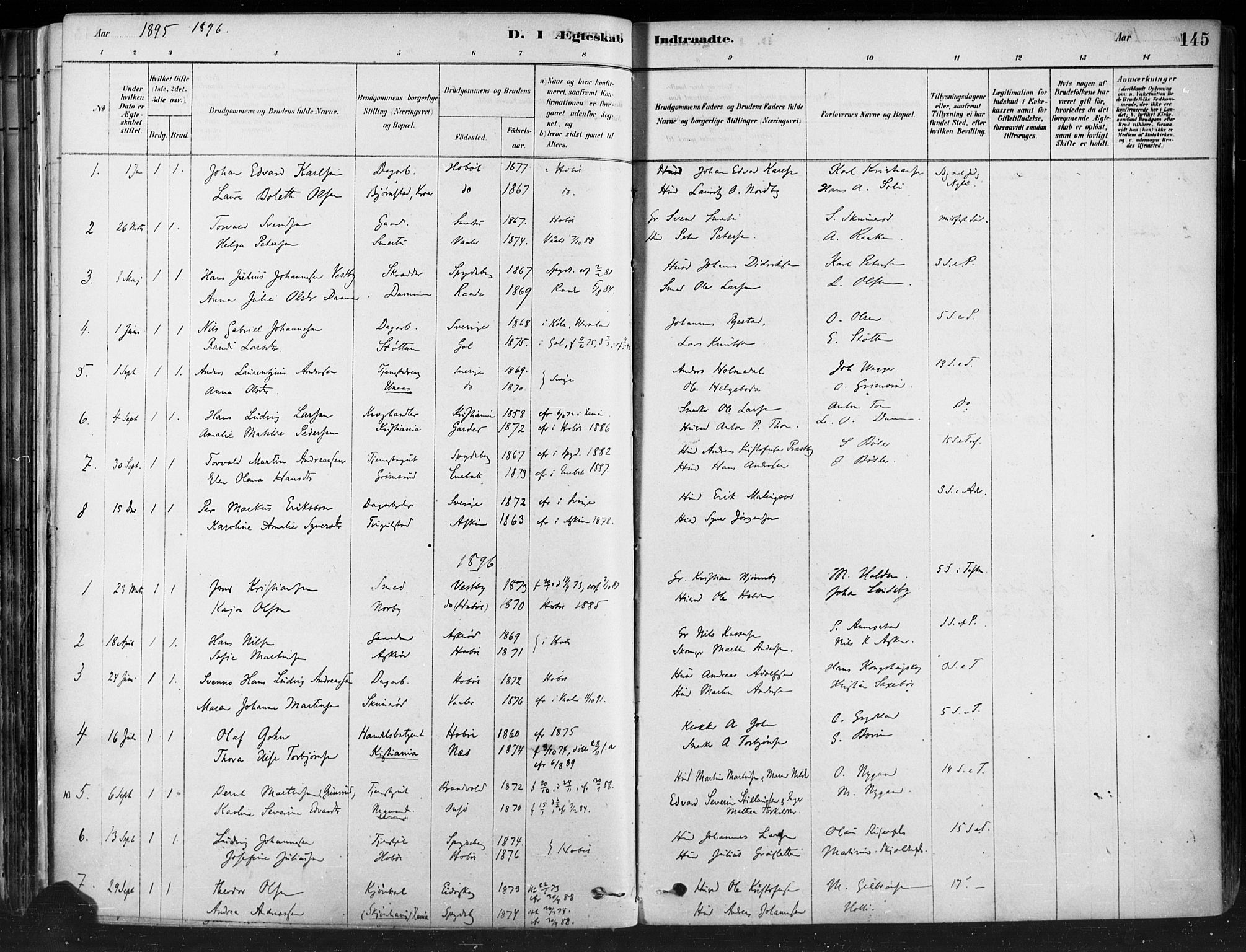 Hobøl prestekontor Kirkebøker, AV/SAO-A-2002/F/Fa/L0005: Parish register (official) no. I 5, 1878-1904, p. 145