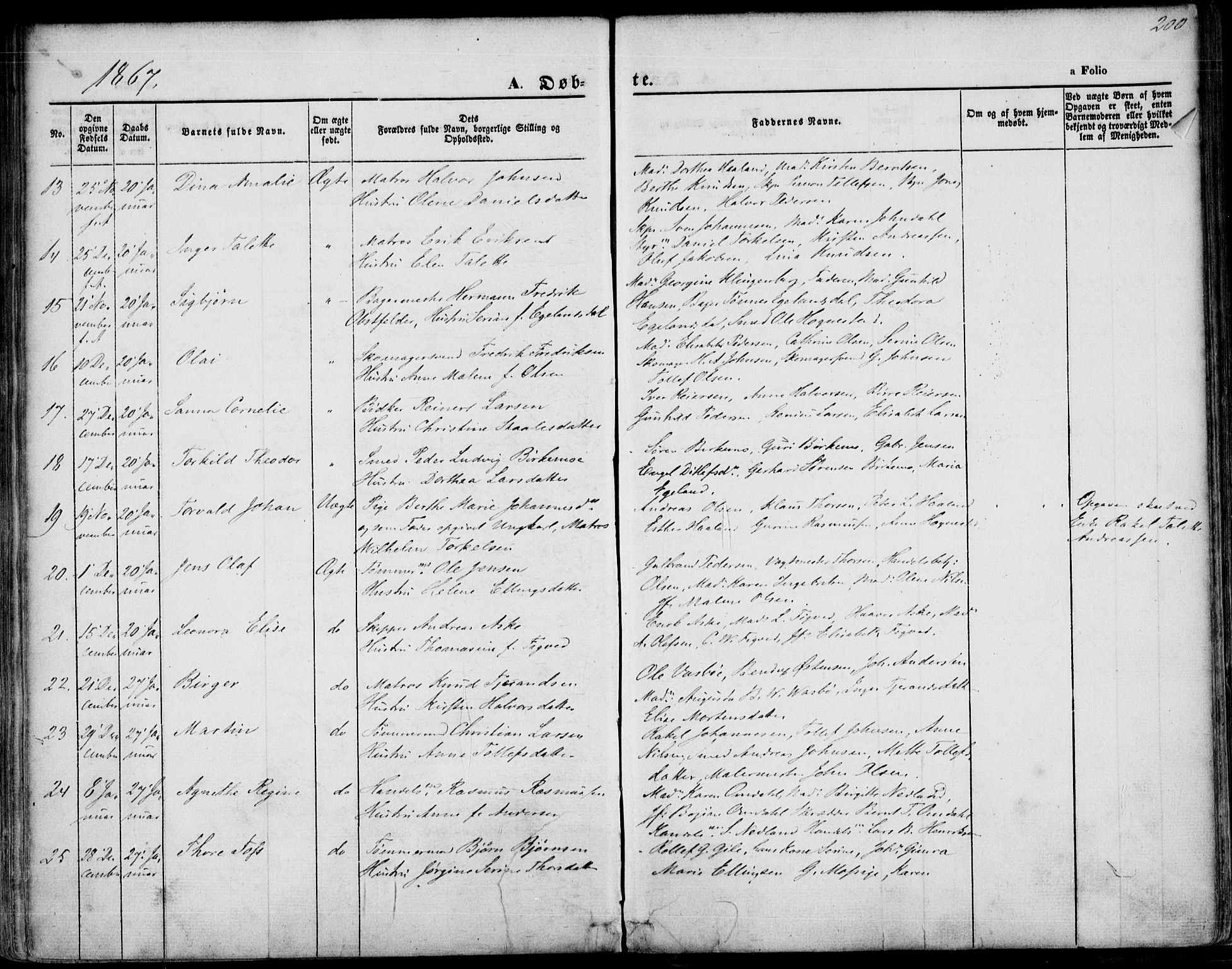 St. Petri sokneprestkontor, AV/SAST-A-101813/001/30/30BA/L0001: Parish register (official) no. A 1, 1861-1868, p. 200