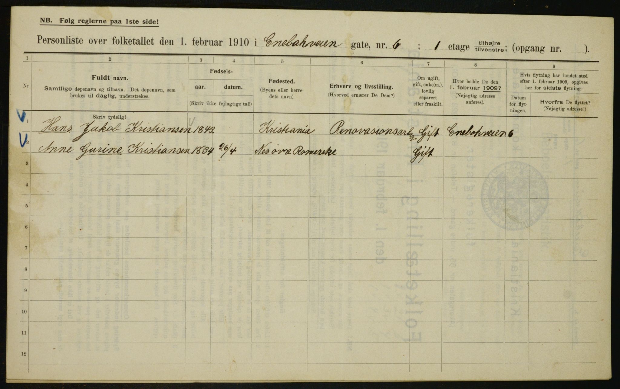 OBA, Municipal Census 1910 for Kristiania, 1910, p. 19221