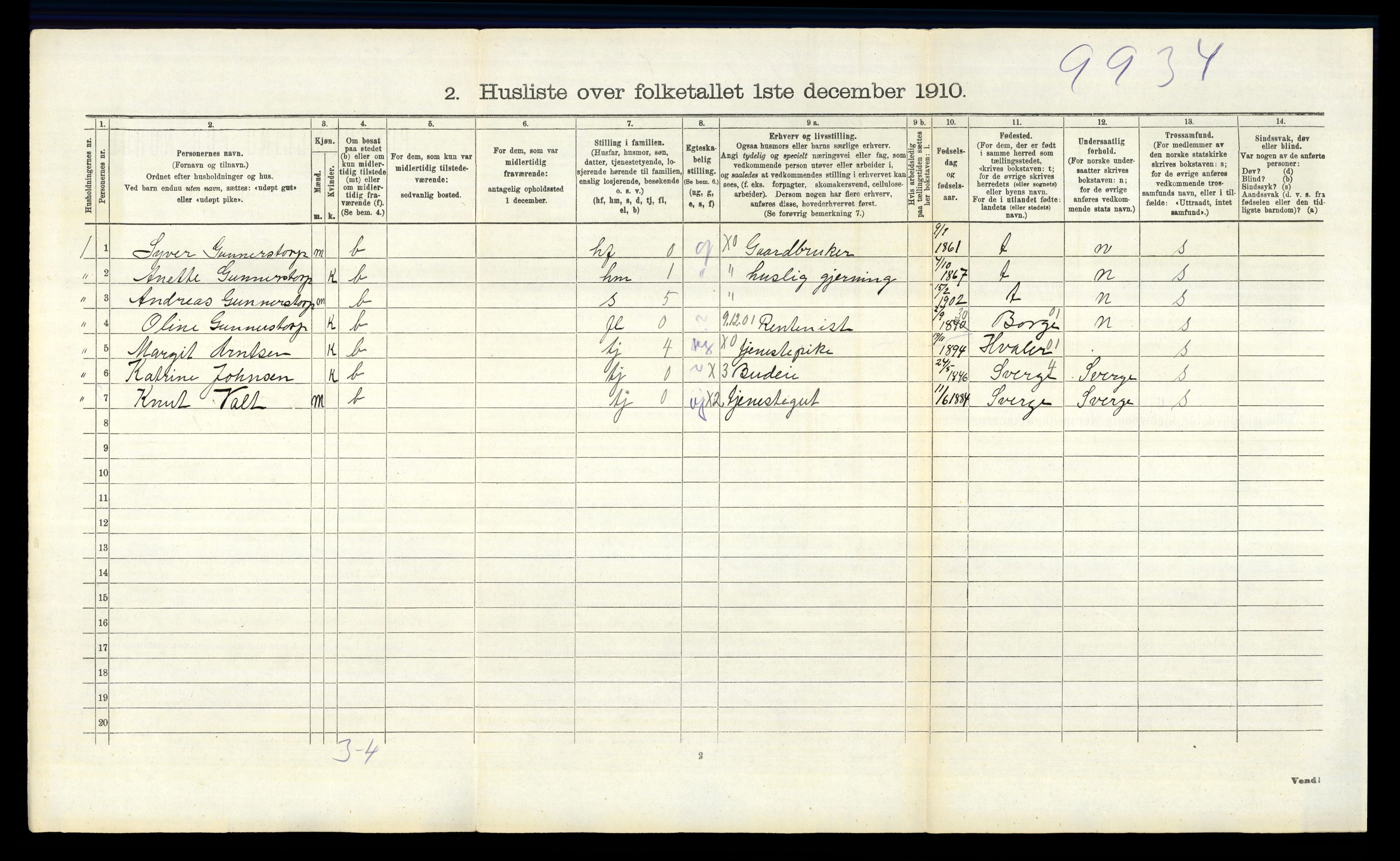 RA, 1910 census for Skjeberg, 1910, p. 1395