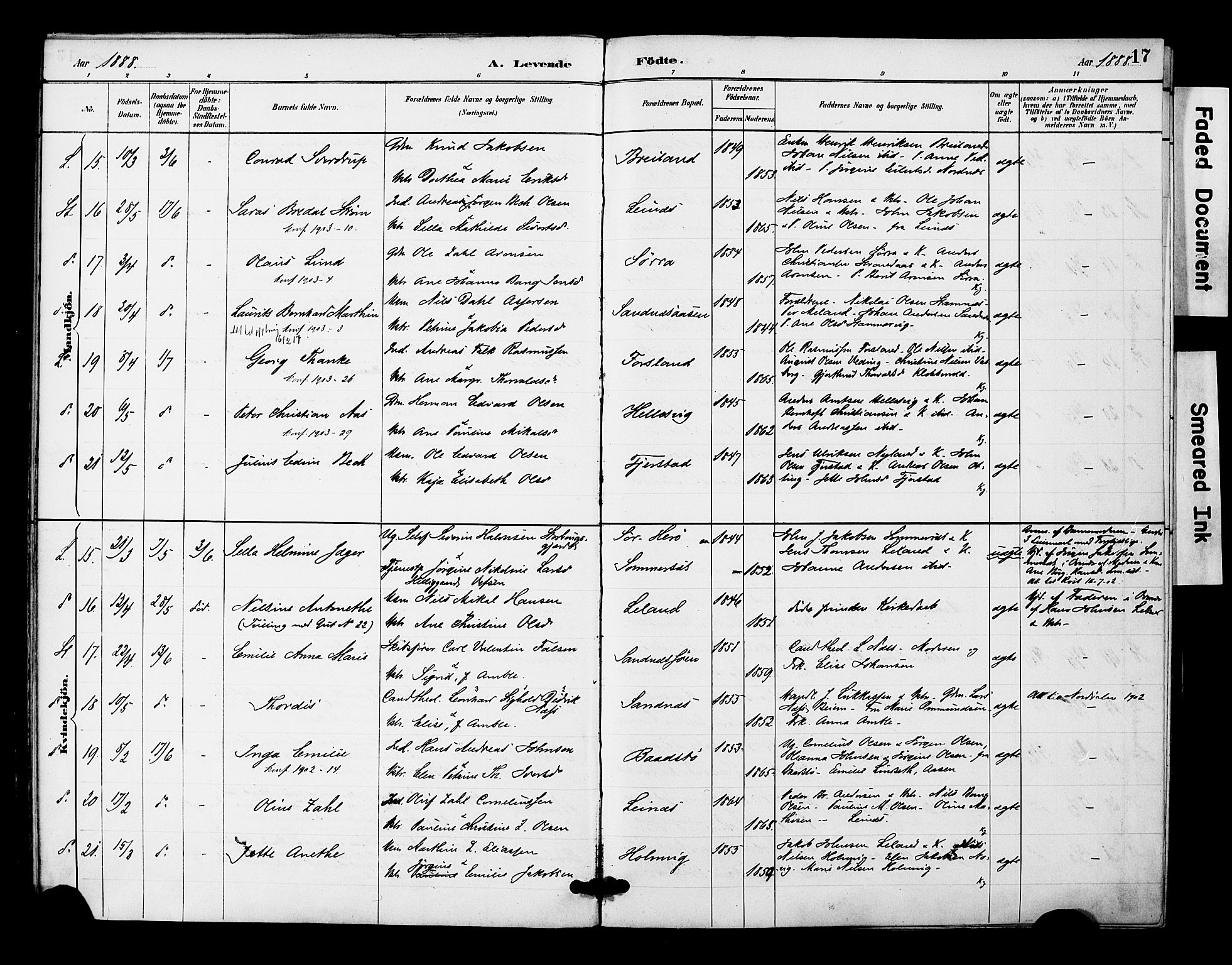 Ministerialprotokoller, klokkerbøker og fødselsregistre - Nordland, AV/SAT-A-1459/831/L0471: Parish register (official) no. 831A02, 1886-1901, p. 17