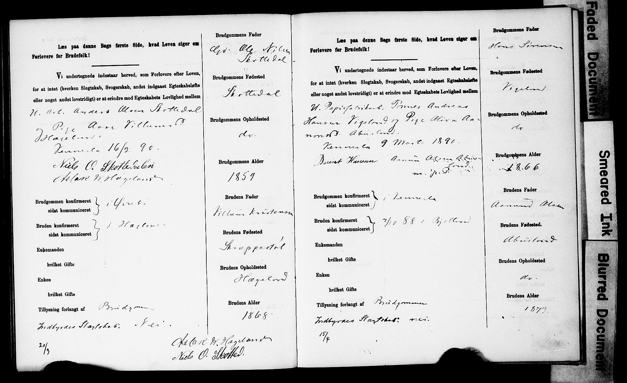 Vennesla sokneprestkontor, AV/SAK-1111-0045/J/L0032/0003: Banns register no. II 5 1, 1886-1892, p. 46