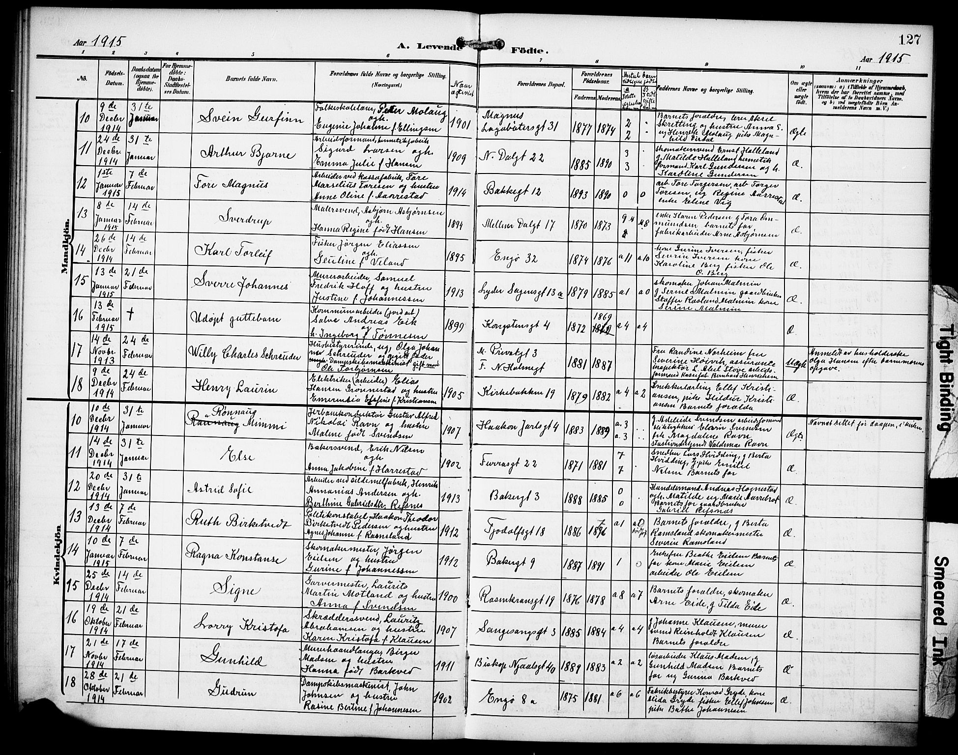 St. Petri sokneprestkontor, SAST/A-101813/001/30/30BB/L0010: Parish register (copy) no. B 10, 1905-1917, p. 127