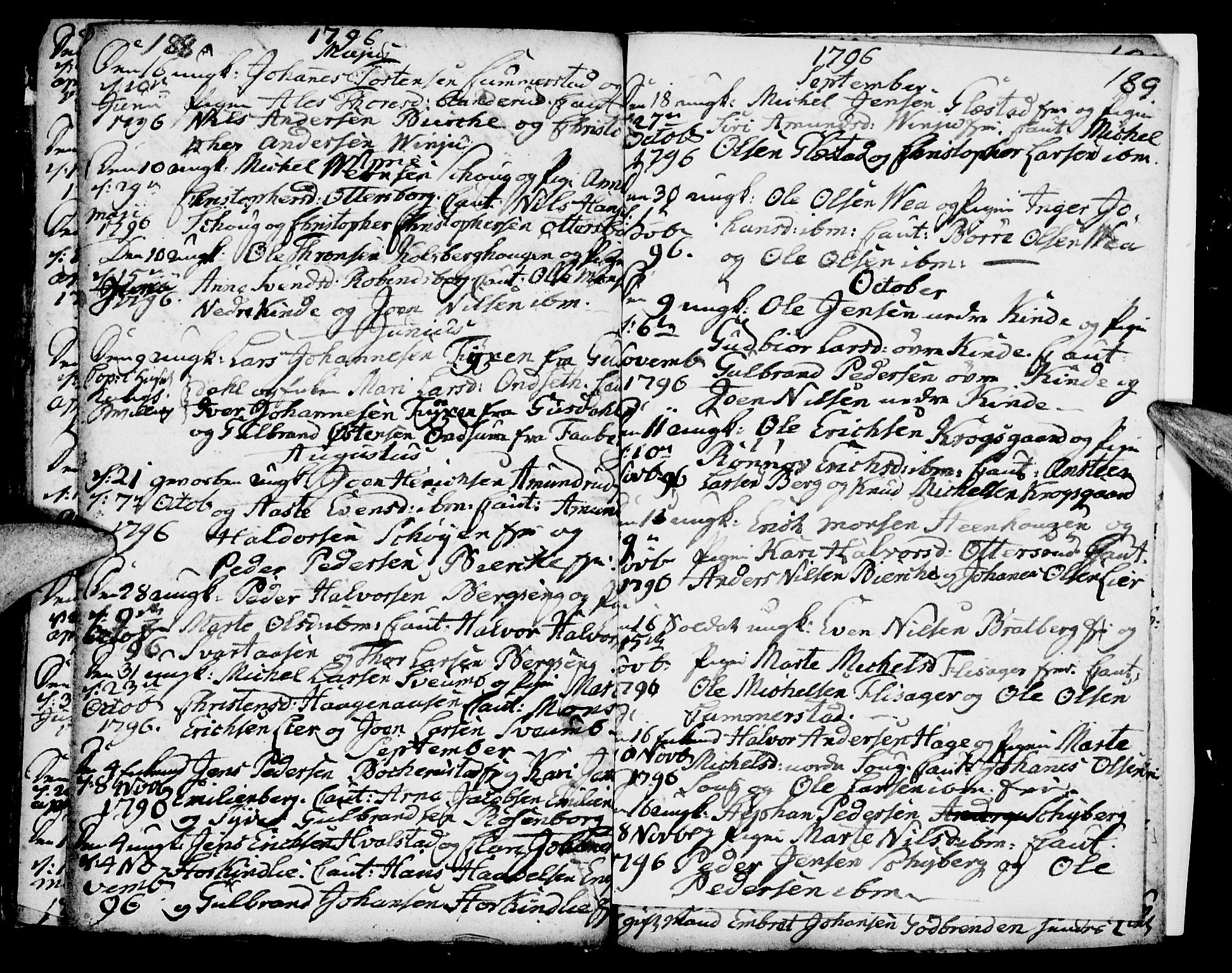 Ringsaker prestekontor, SAH/PREST-014/I/Ia/L0005/0006: Parish register draft no. 1F, 1793-1796, p. 188-189