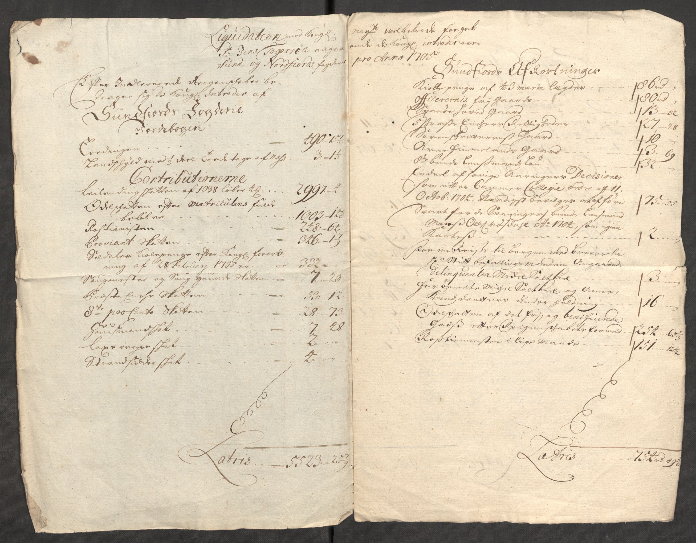 Rentekammeret inntil 1814, Reviderte regnskaper, Fogderegnskap, RA/EA-4092/R53/L3429: Fogderegnskap Sunn- og Nordfjord, 1705, p. 285
