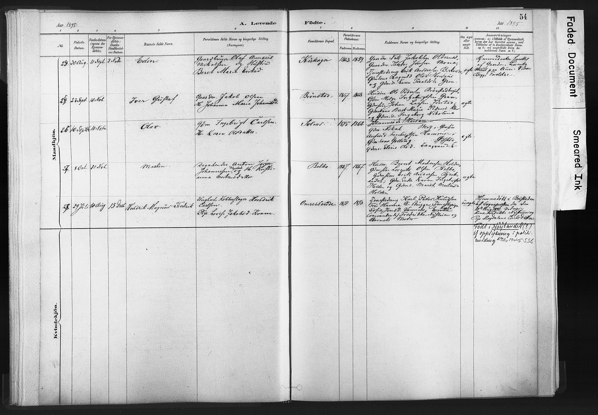 Ministerialprotokoller, klokkerbøker og fødselsregistre - Nord-Trøndelag, SAT/A-1458/749/L0474: Parish register (official) no. 749A08, 1887-1903, p. 54