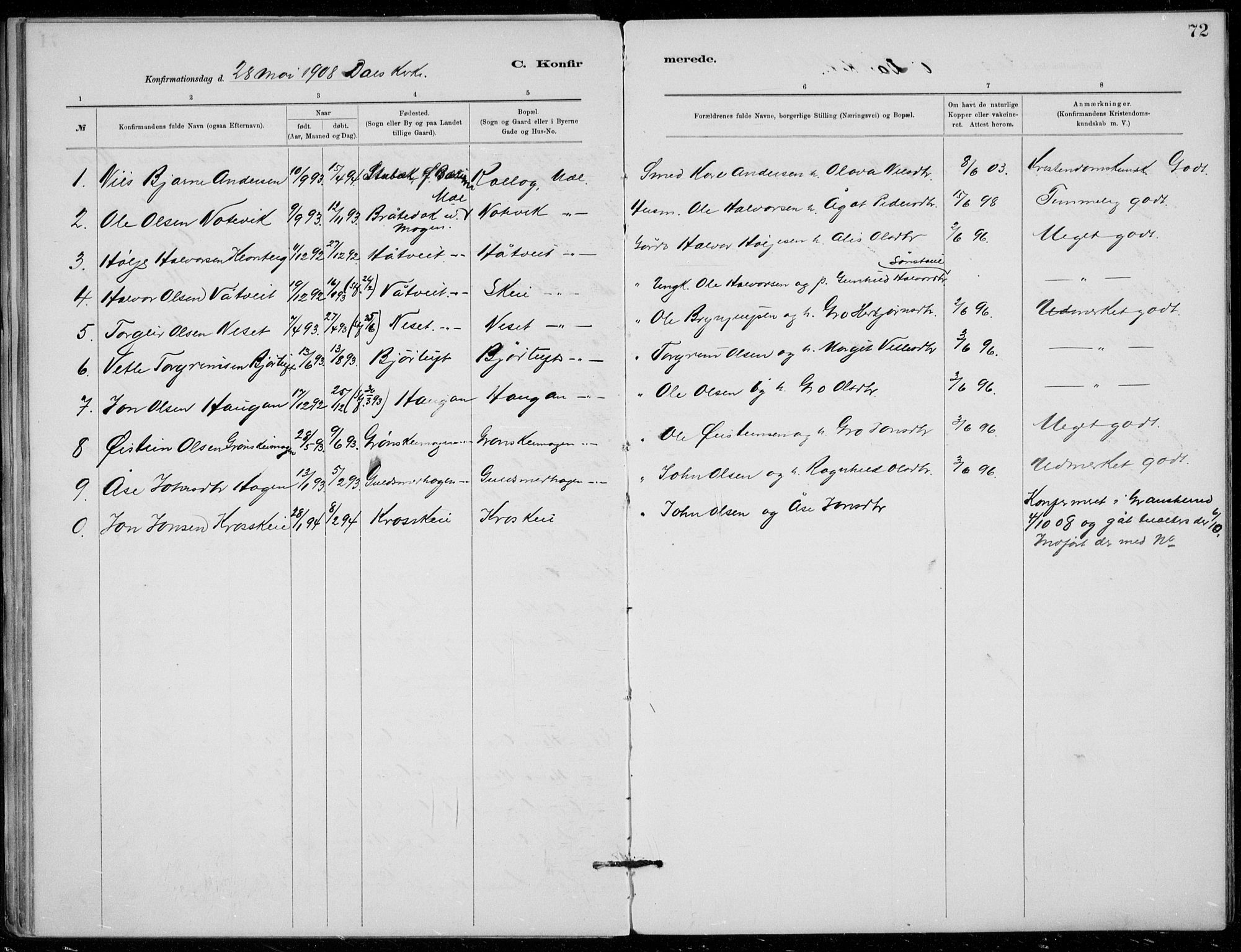 Tinn kirkebøker, SAKO/A-308/F/Fb/L0002: Parish register (official) no. II 2, 1878-1917, p. 72