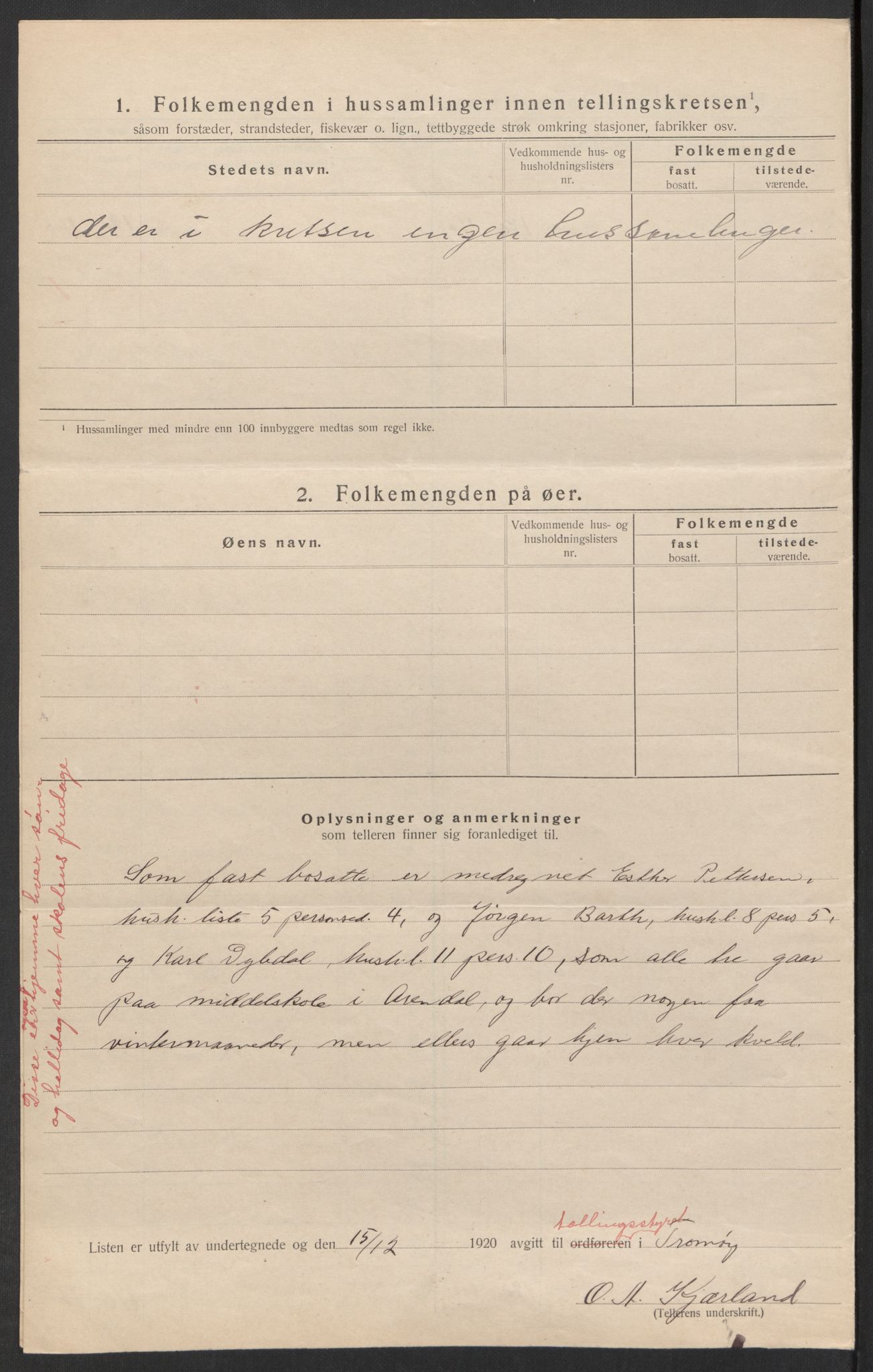 SAK, 1920 census for Tromøy, 1920, p. 26