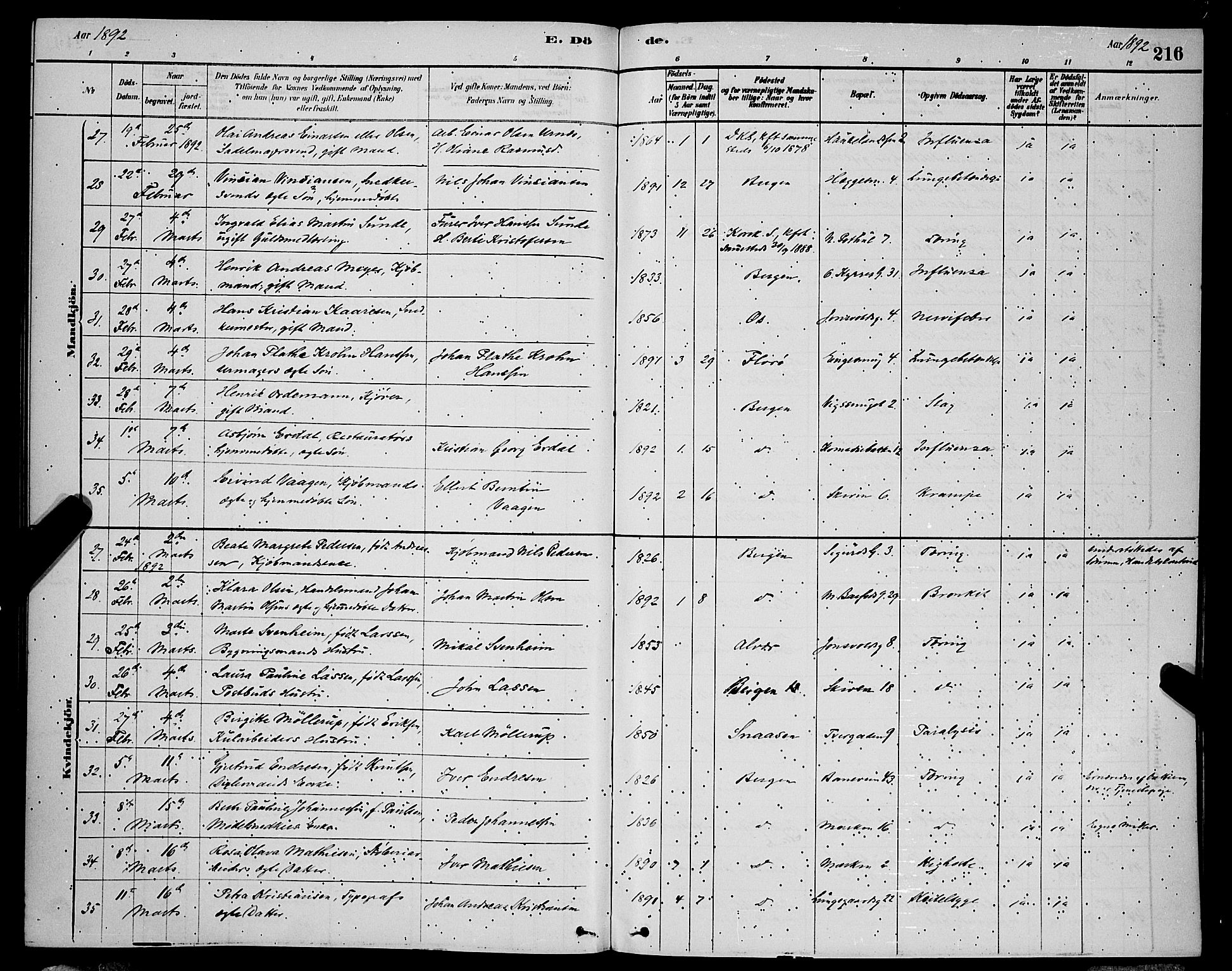 Domkirken sokneprestembete, AV/SAB-A-74801/H/Hab/L0041: Parish register (copy) no. E 5, 1878-1900, p. 216