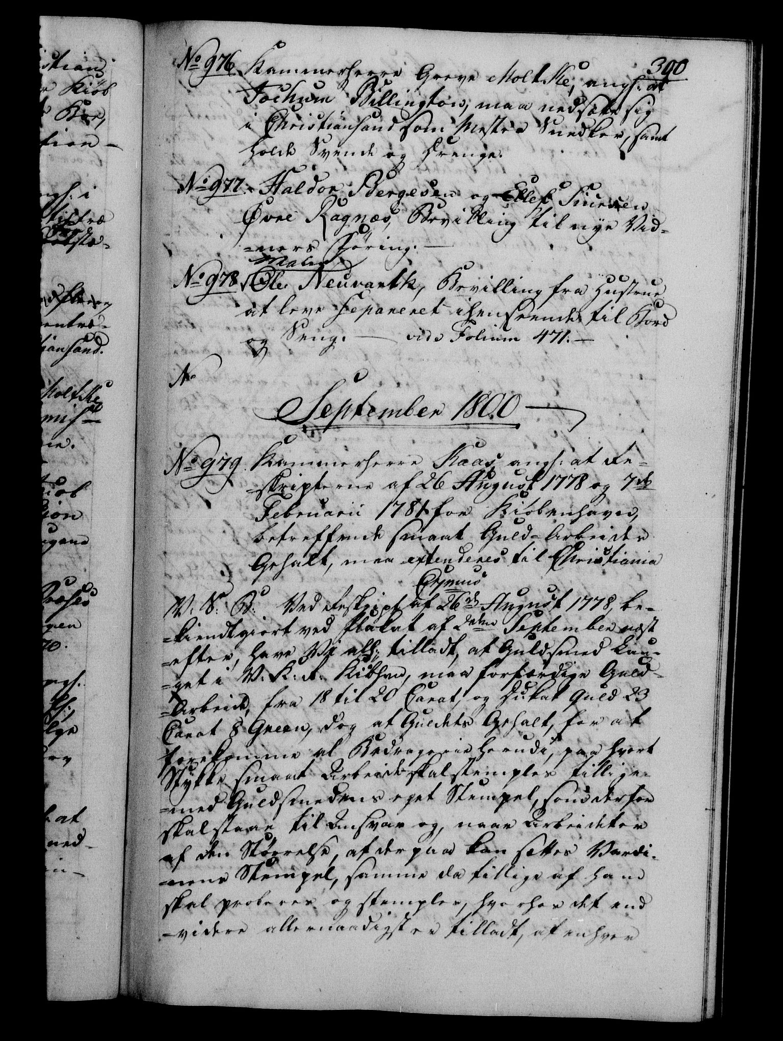 Danske Kanselli 1800-1814, RA/EA-3024/H/Hf/Hfb/Hfba/L0001: Registranter, 1800-1801, p. 300a